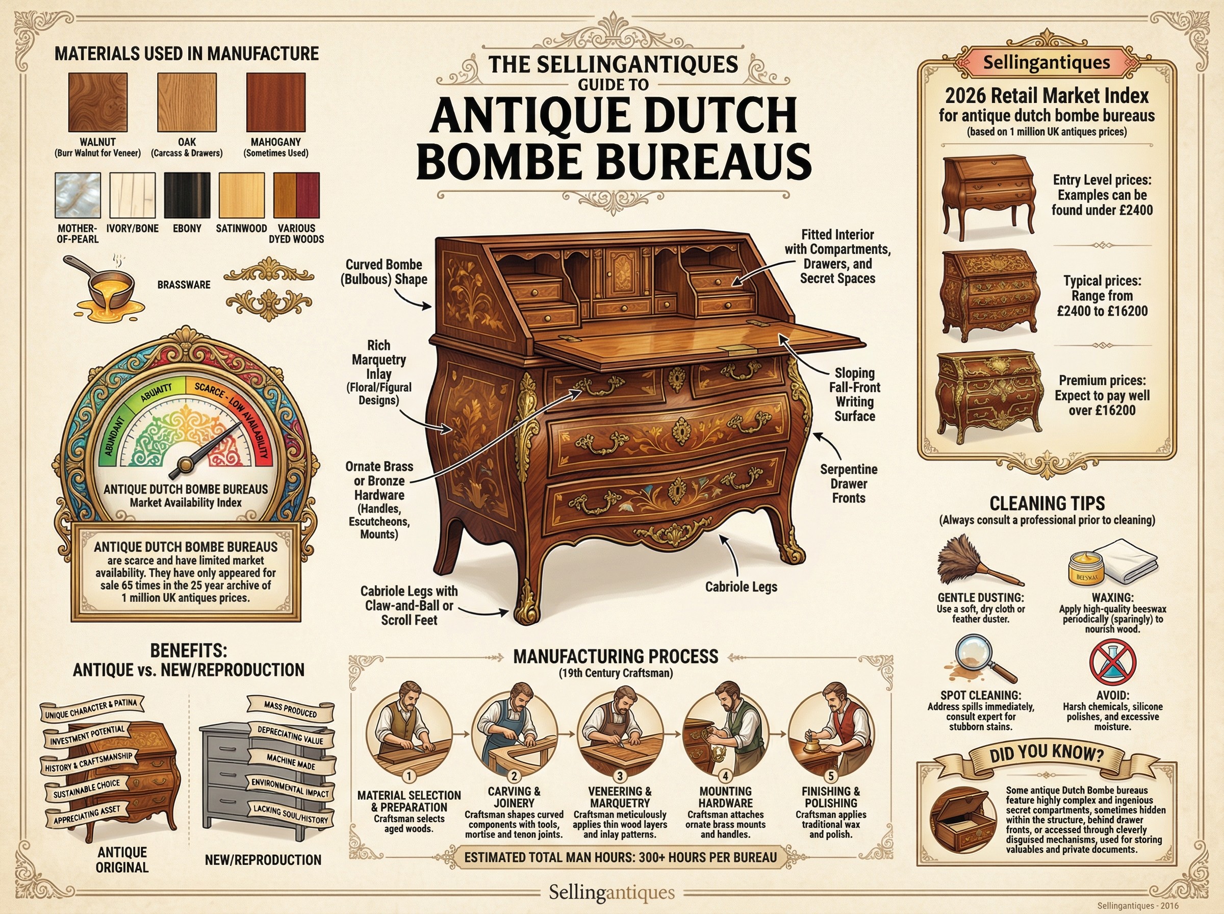 Antique Dutch Bombe Bureaus Guide Infographic
