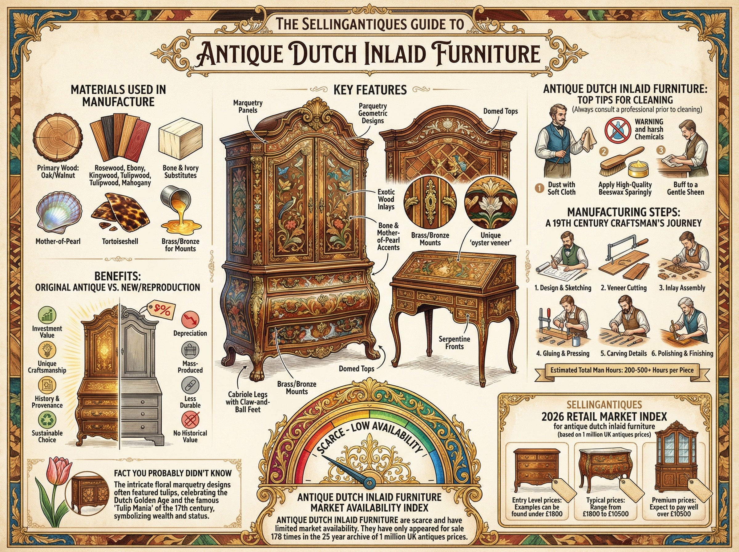 Antique Dutch Inlaid Furniture Guide Infographic