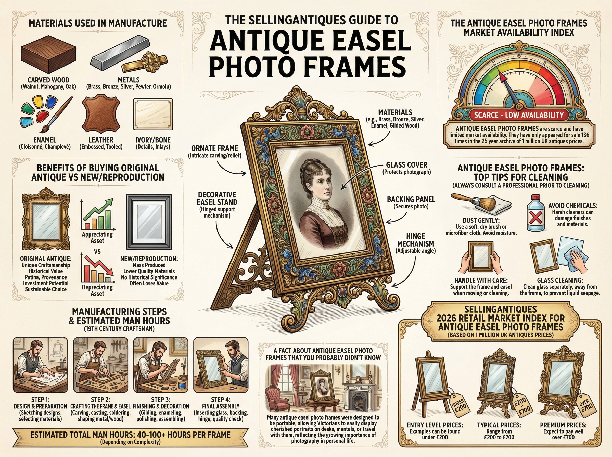 Antique Easel Photo Frames Guide Infographic