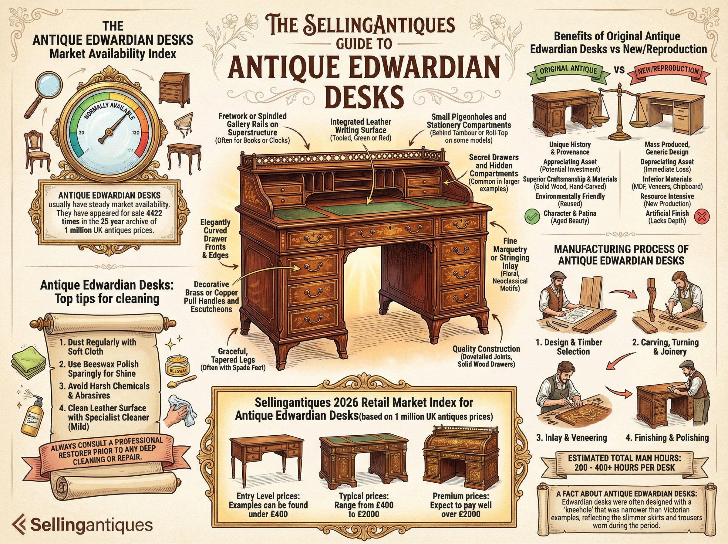 Antique Edwardian Desks Guide Infographic