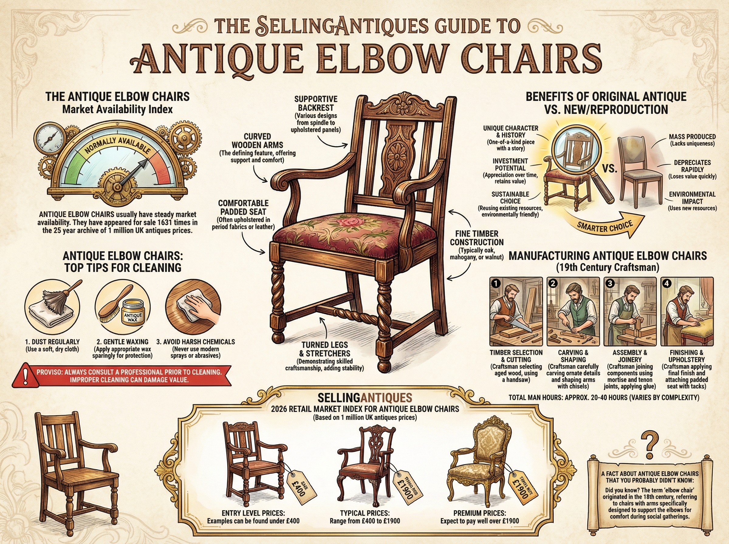 Antique Elbow Chairs Guide Infographic