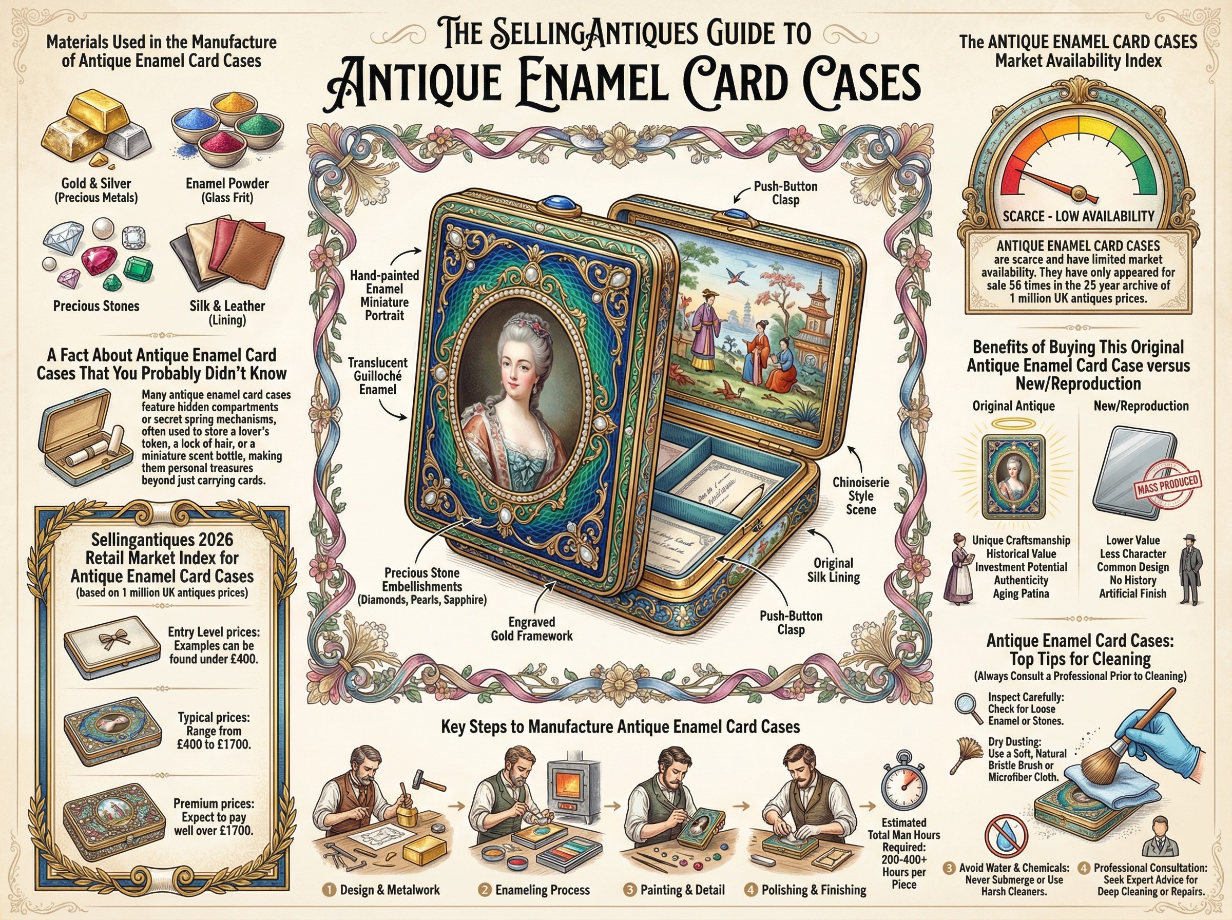Antique Enamel Card Cases Guide Infographic