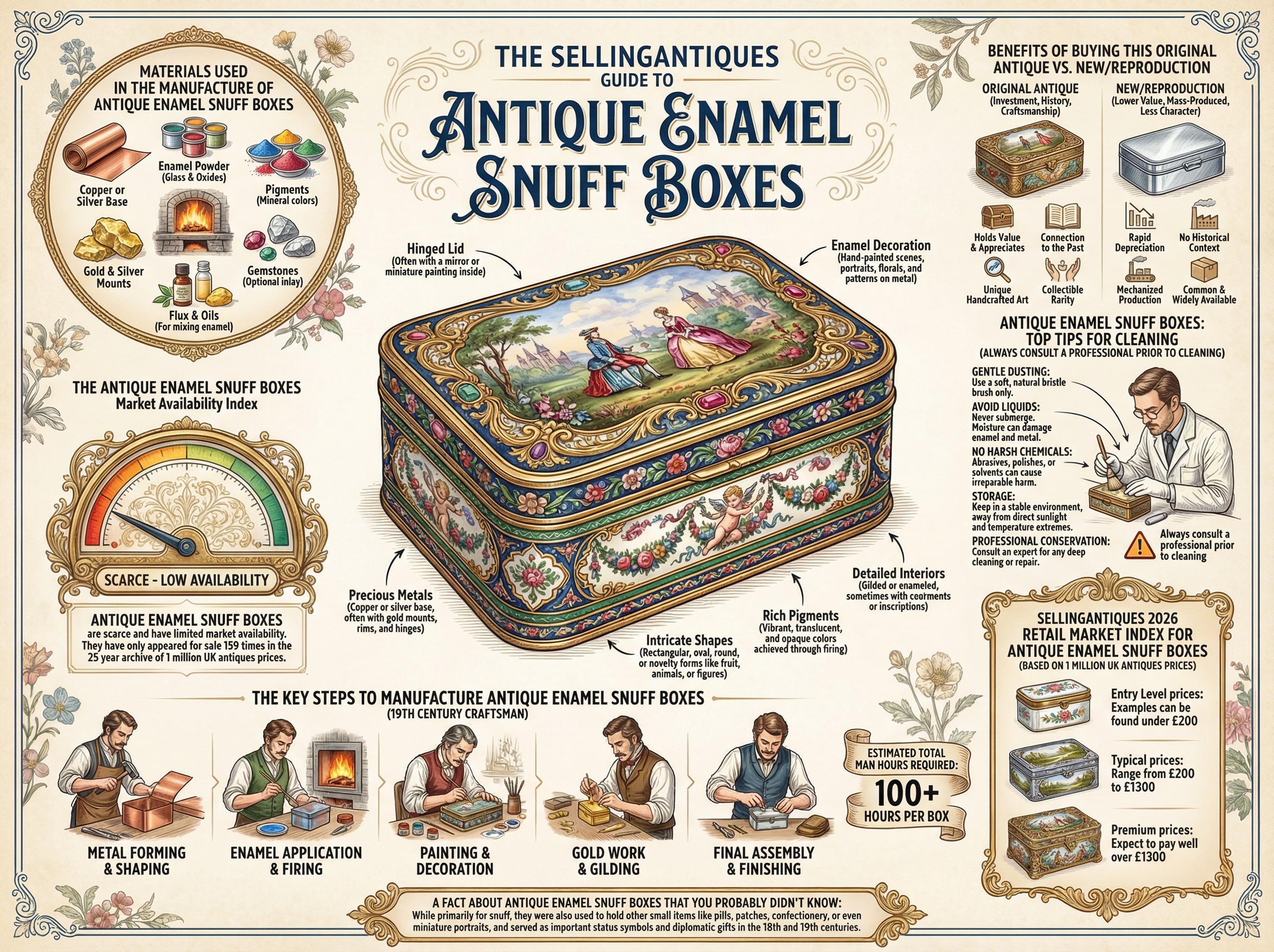 Antique Enamel Snuff Boxes Guide Infographic