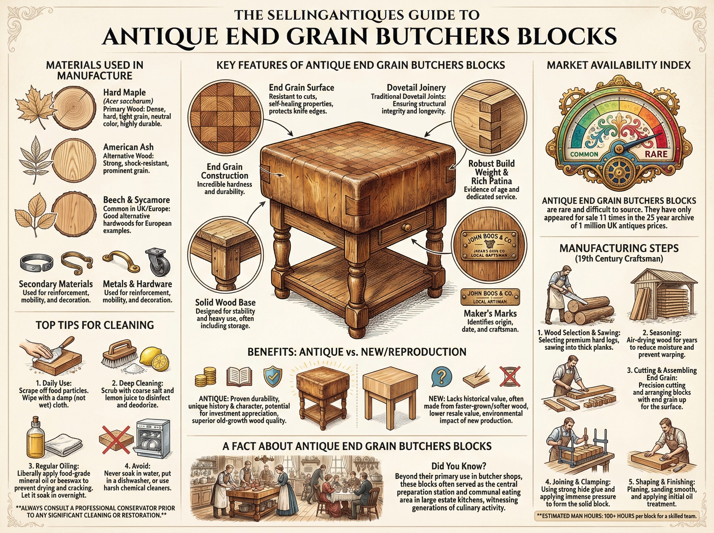 Antique End Grain Butchers Blocks Guide Infographic