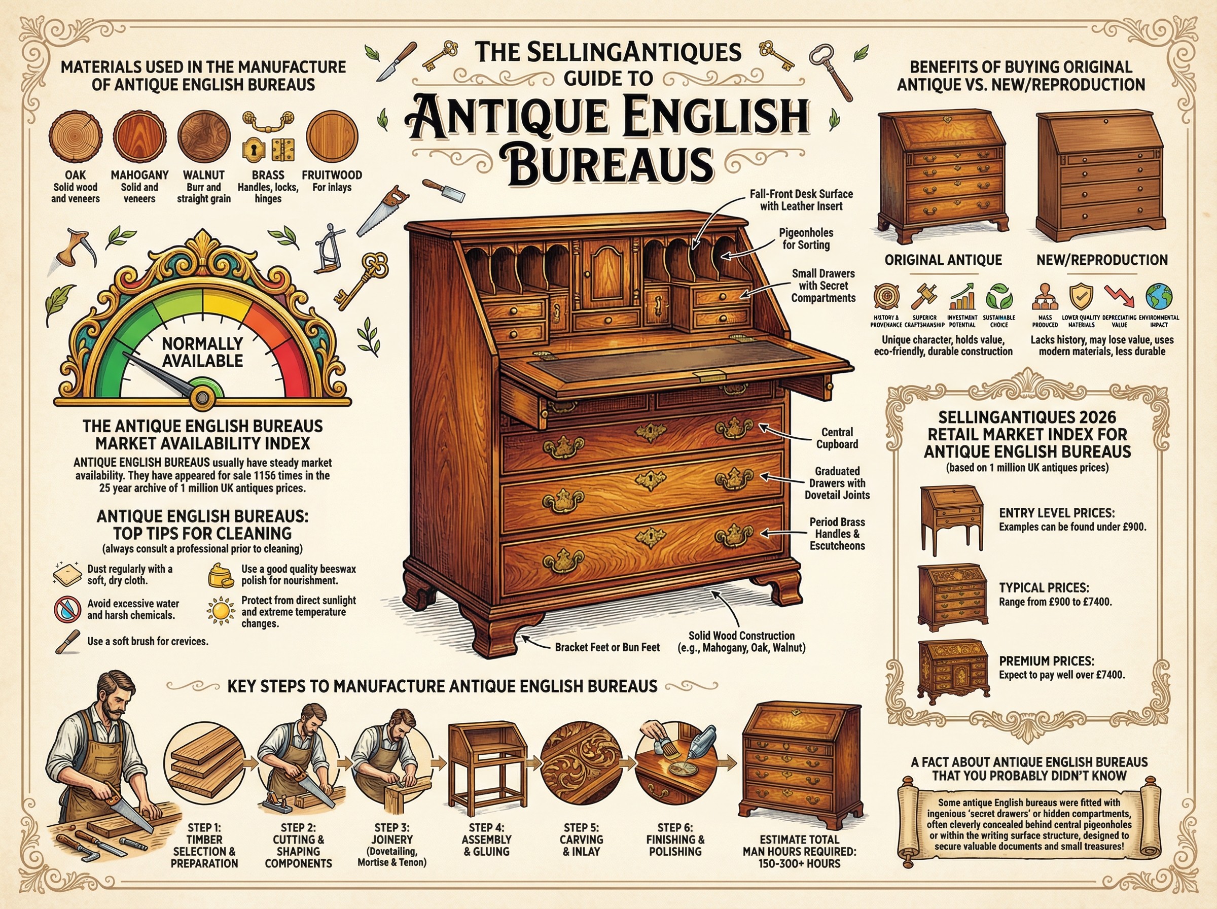 Antique English Bureaus Guide Infographic