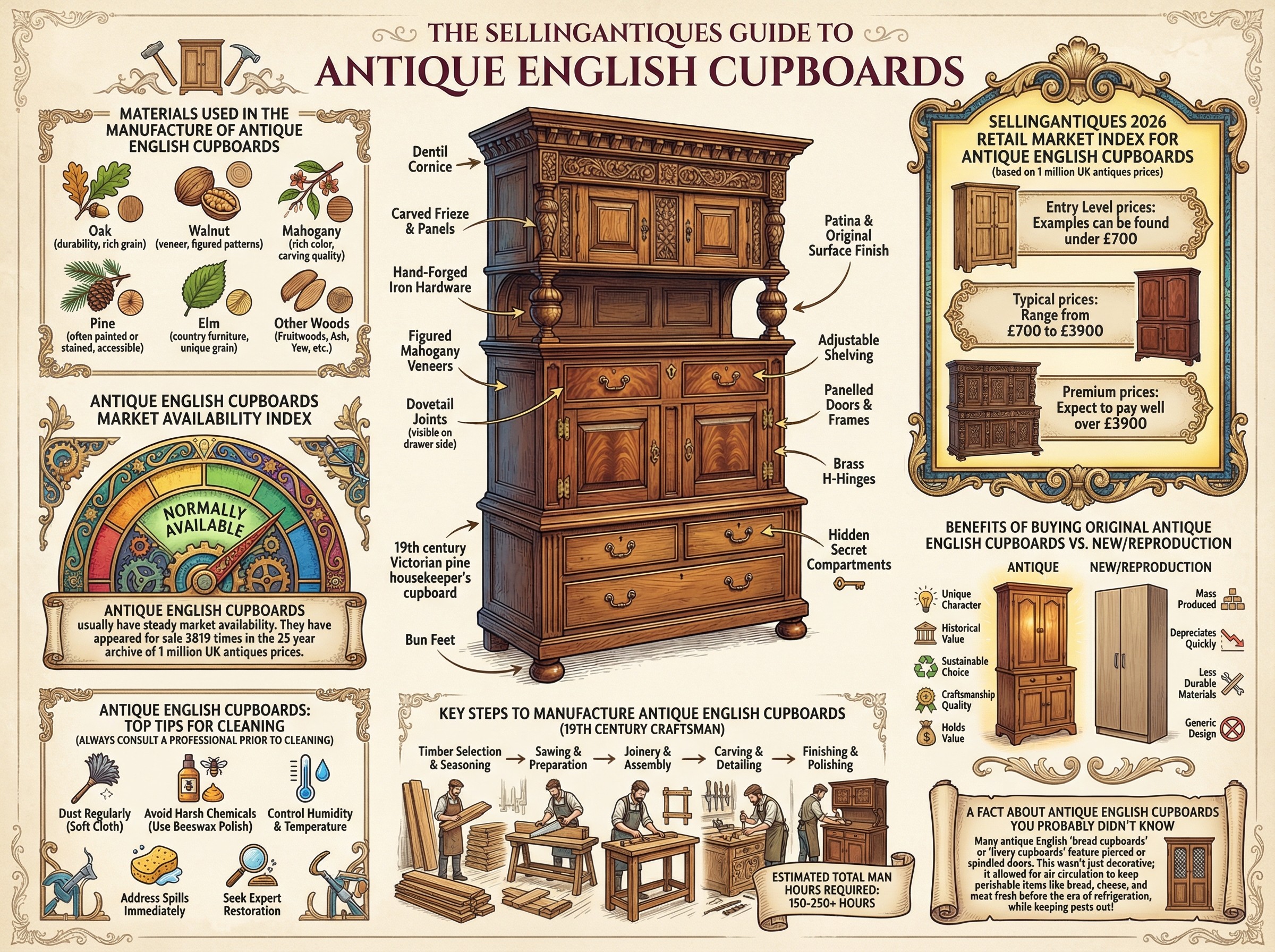 Antique English Cupboards Guide Infographic