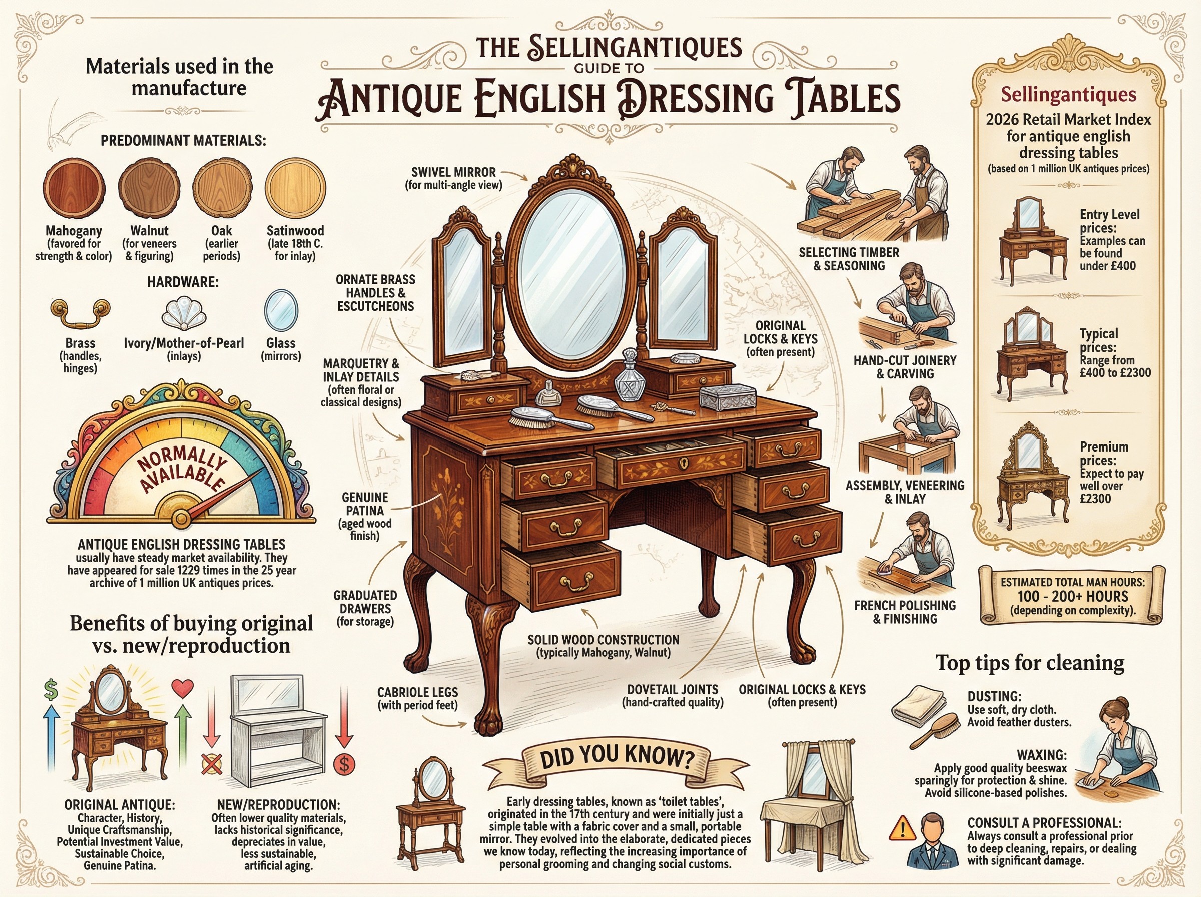 Antique English Dressing Tables Guide Infographic