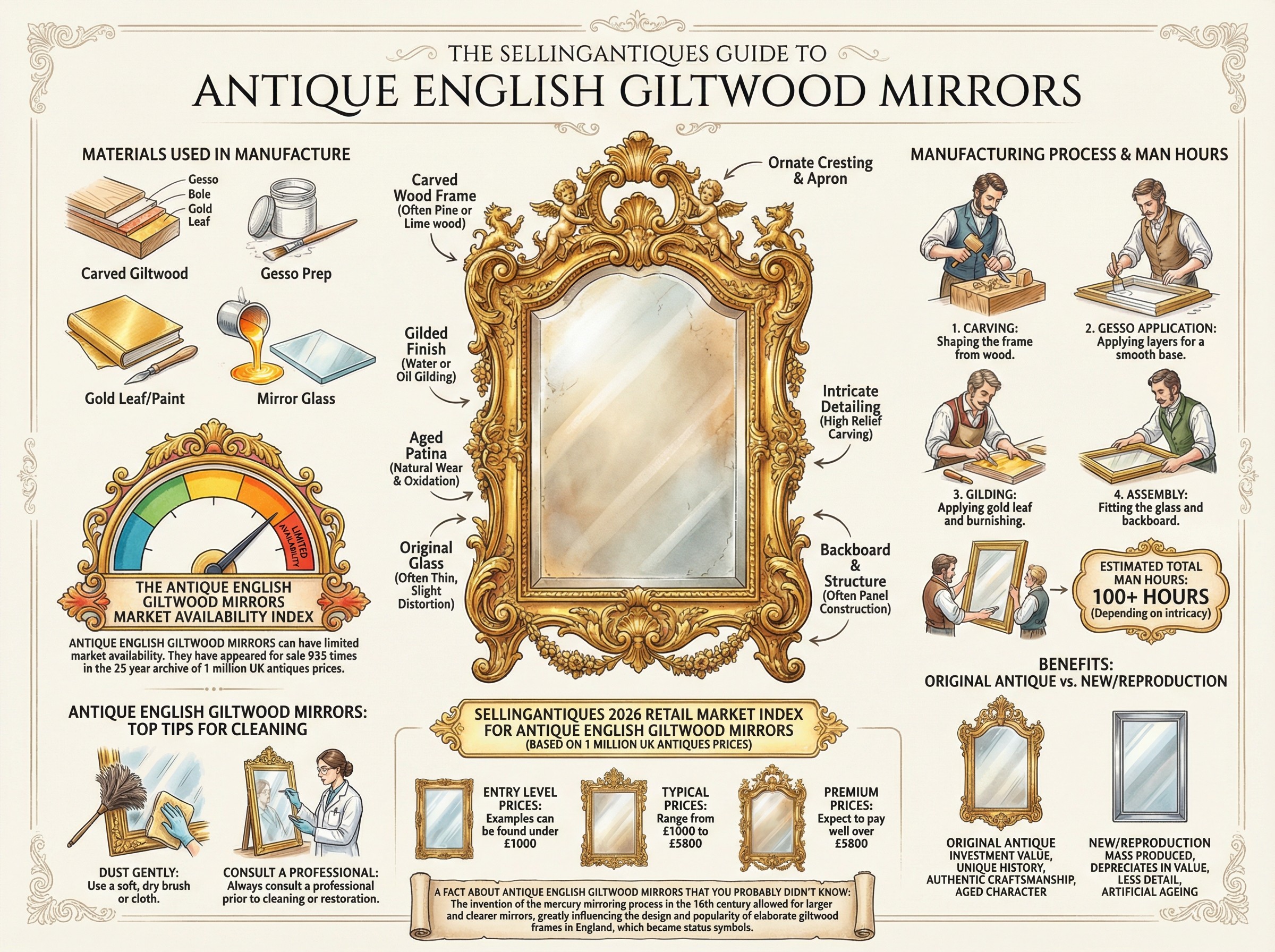 Antique English Giltwood Mirrors Guide Infographic
