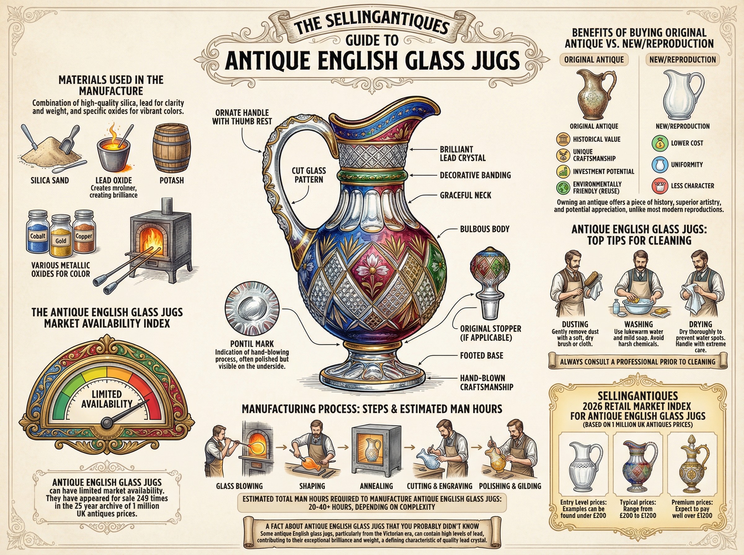Antique English Glass Jugs Guide Infographic