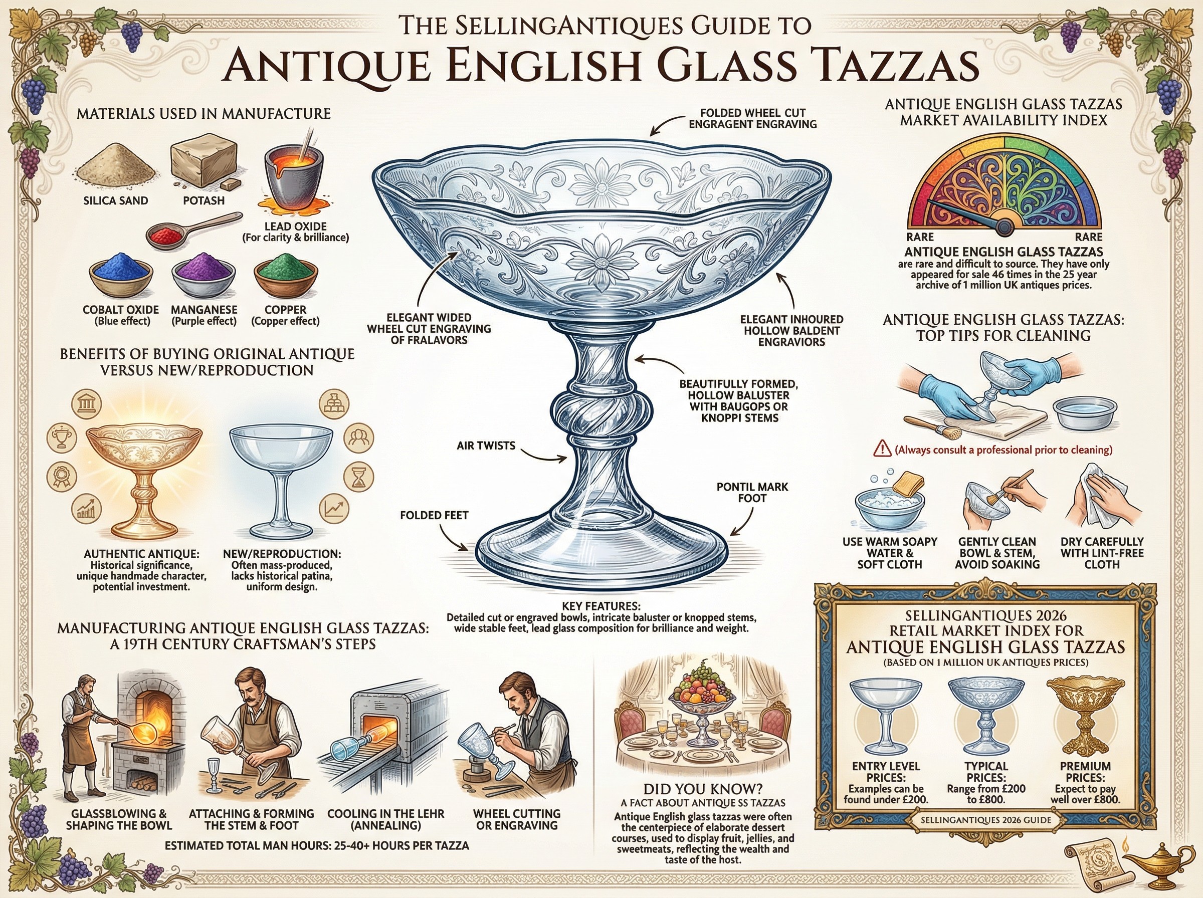 Antique English Glass Tazzas Guide Infographic
