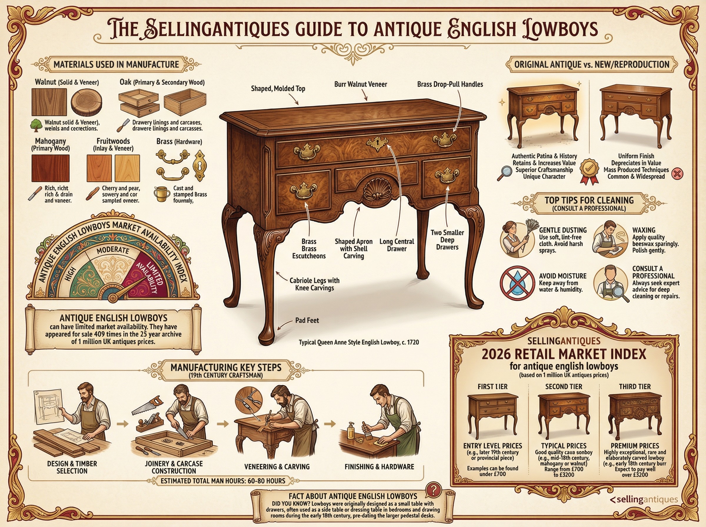 Antique English Lowboys Guide Infographic