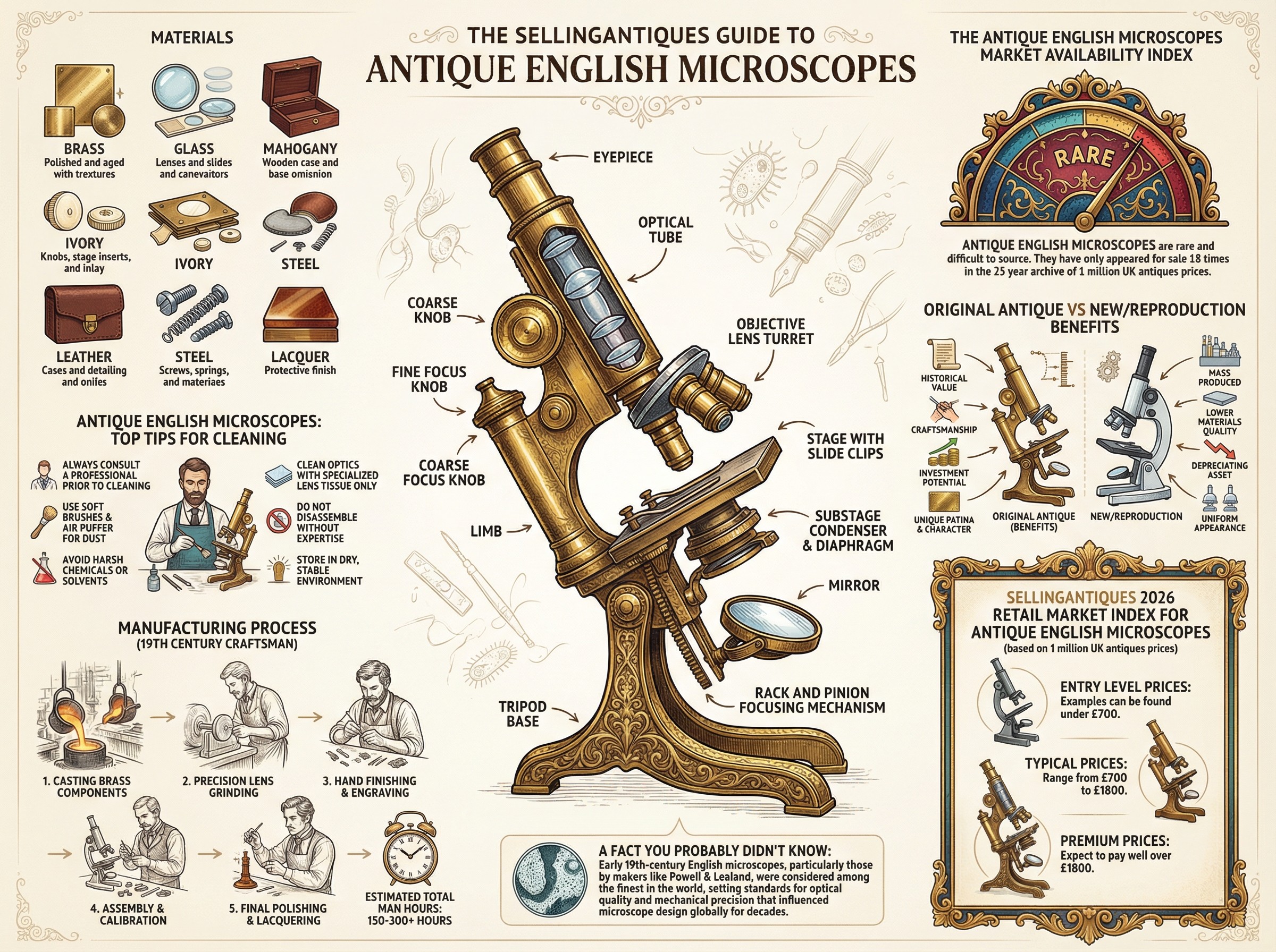 Antique English Microscopes Guide Infographic