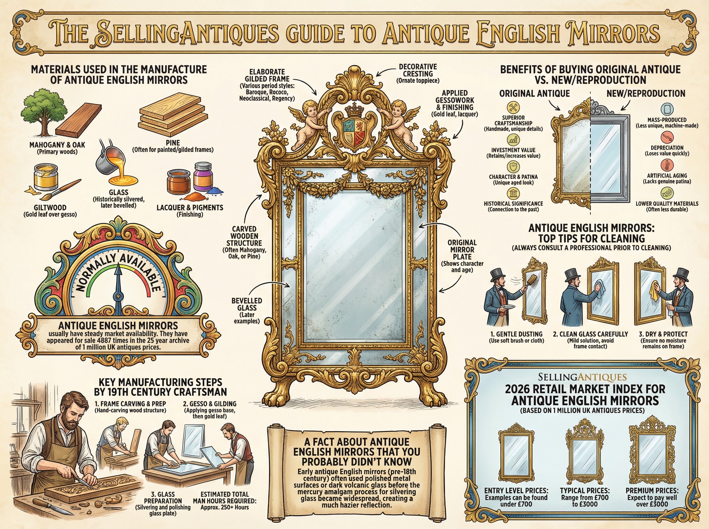 Antique English Mirrors Guide Infographic