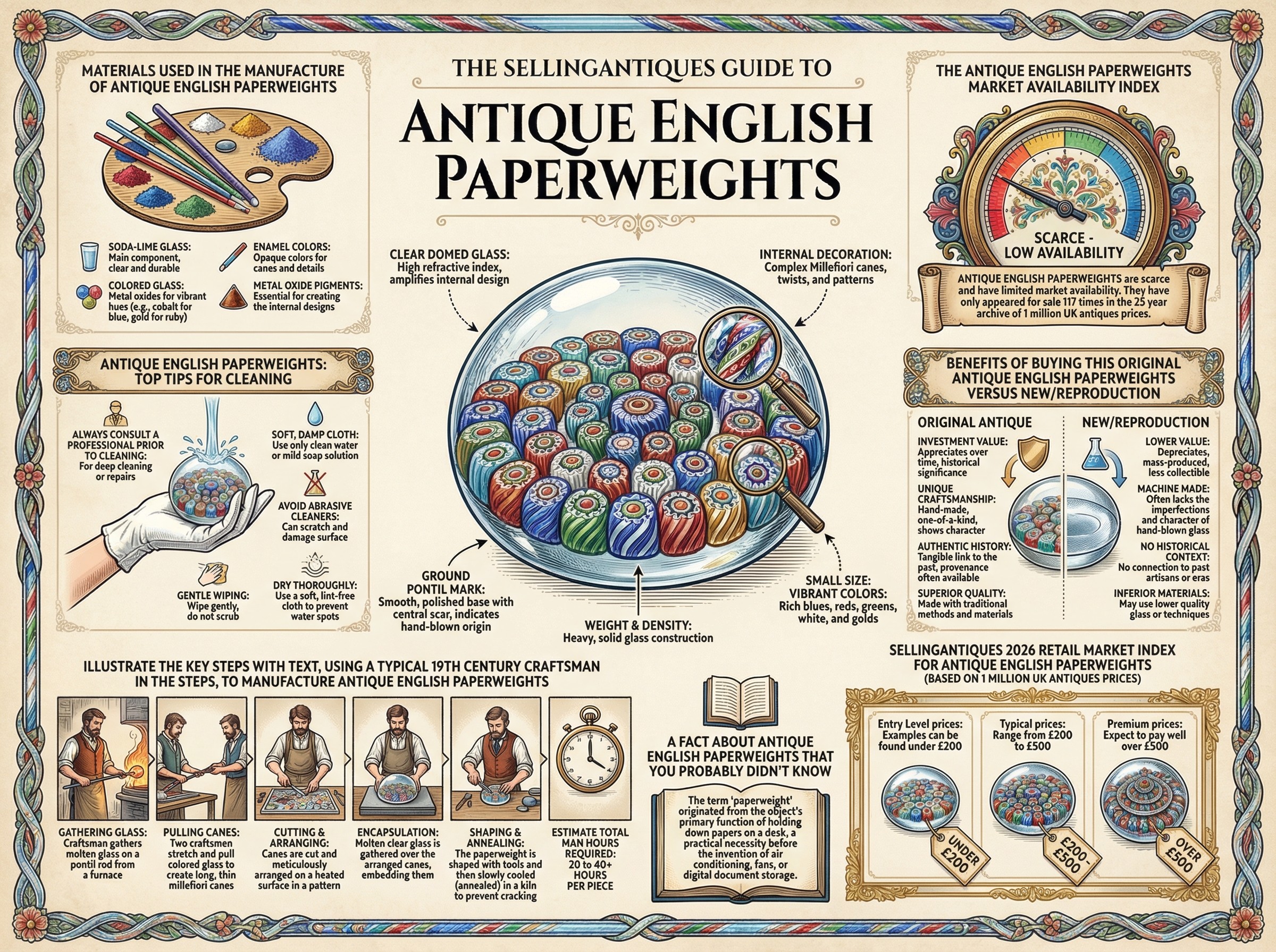 Antique English Paperweights Guide Infographic