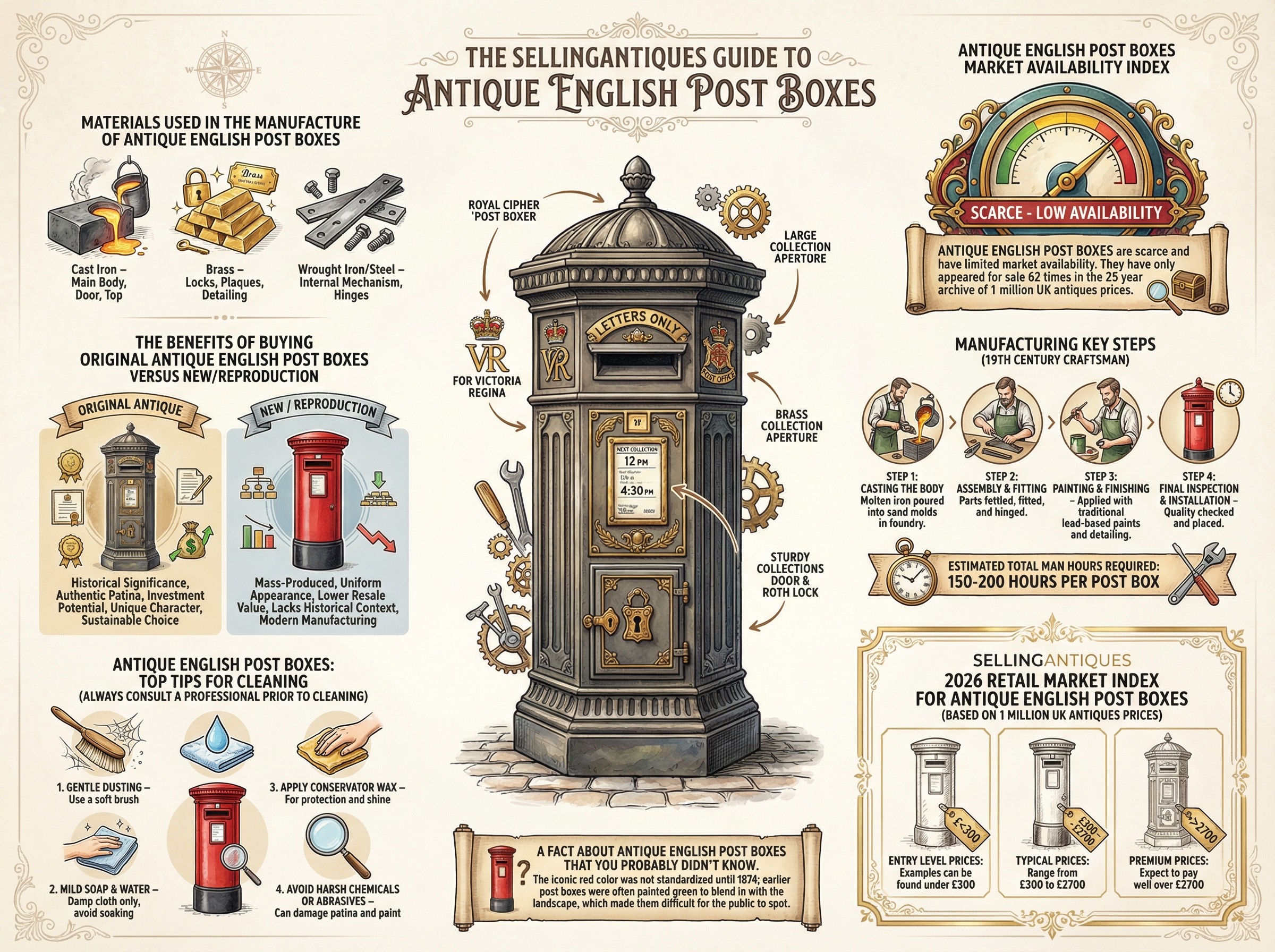 Antique English Post Boxes Guide Infographic