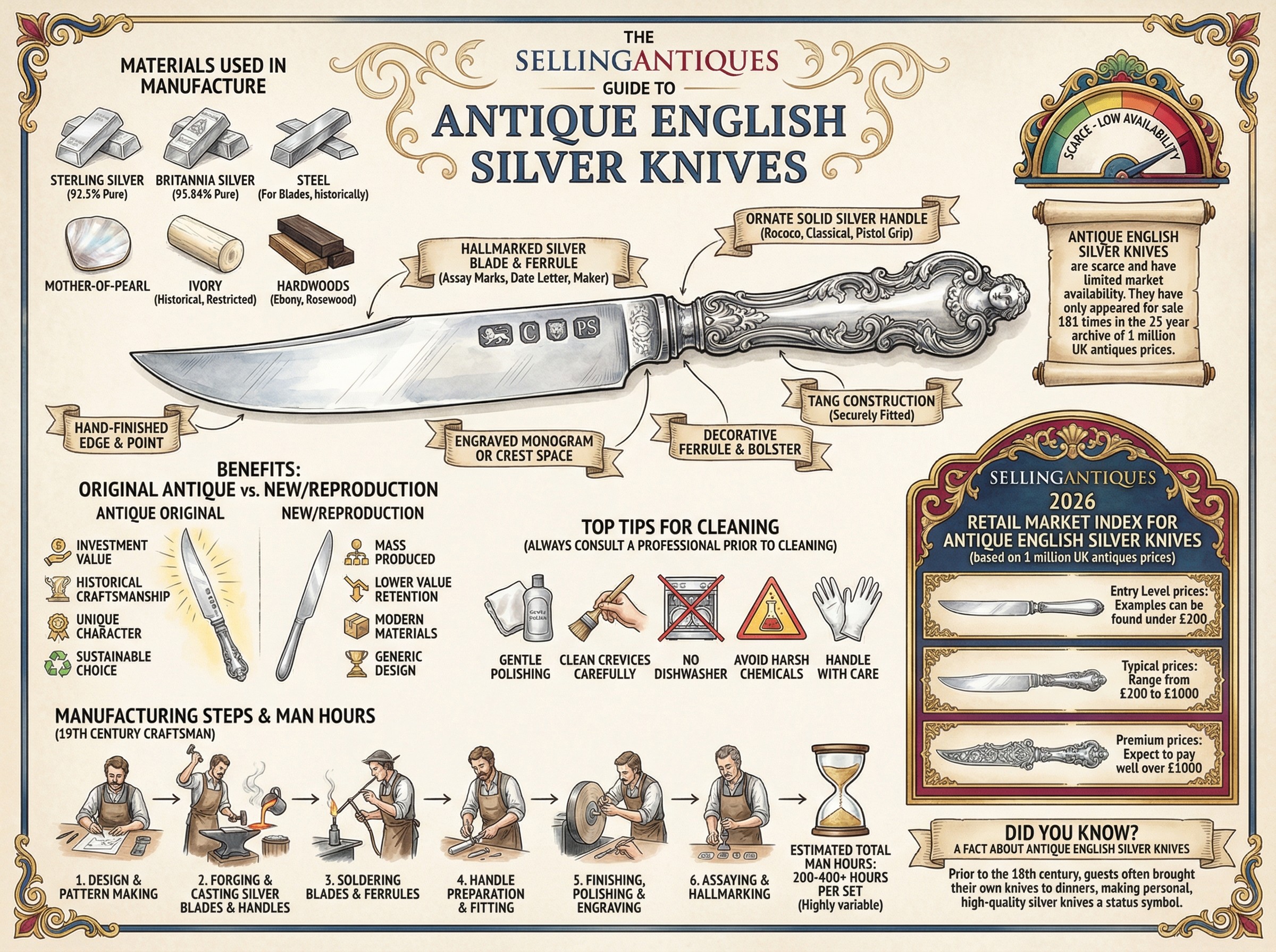 Antique English Silver Knives Guide Infographic