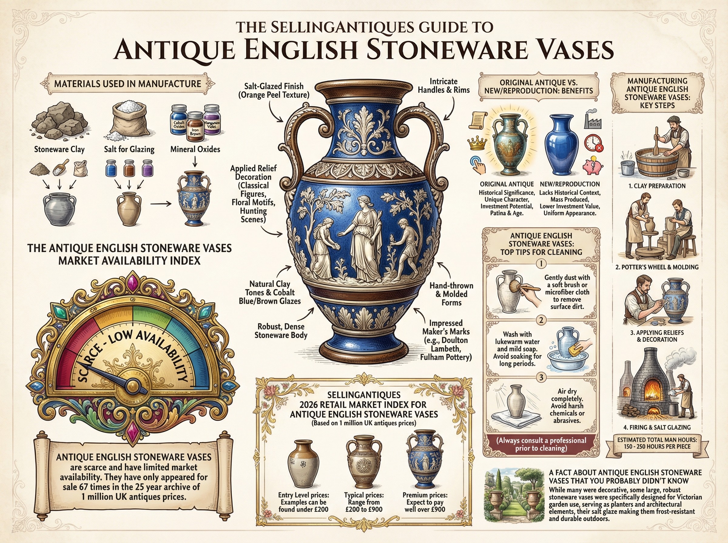 Antique English Stoneware Vases Guide Infographic