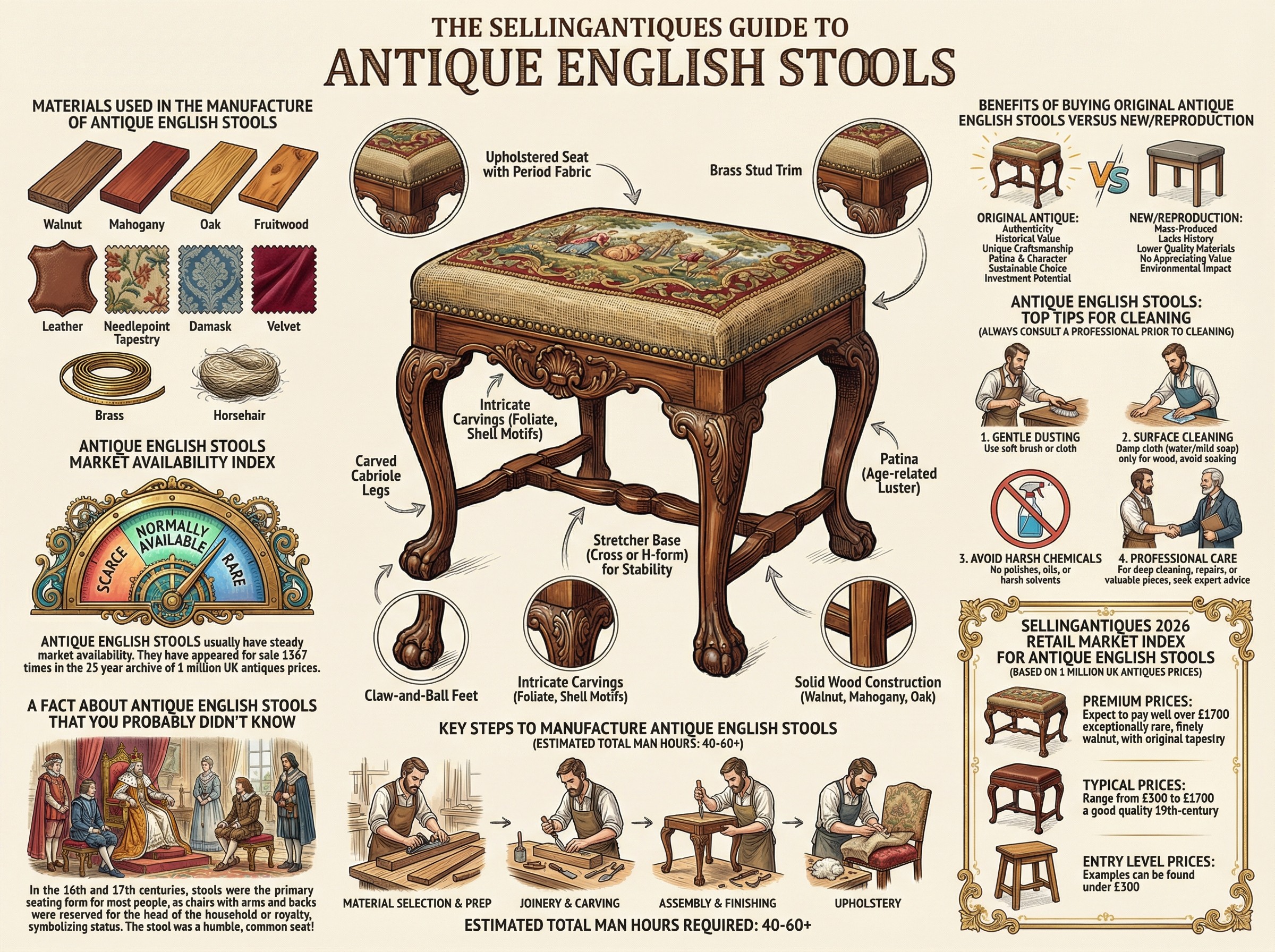 Antique English Stools Guide Infographic