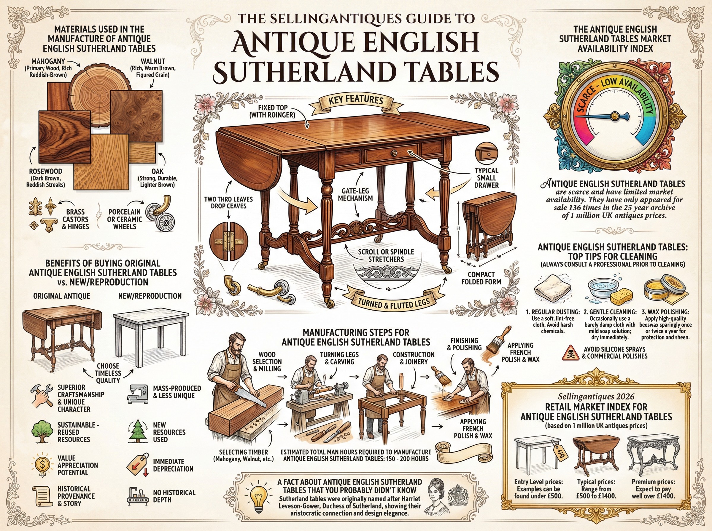 Antique English Sutherland Tables Guide Infographic