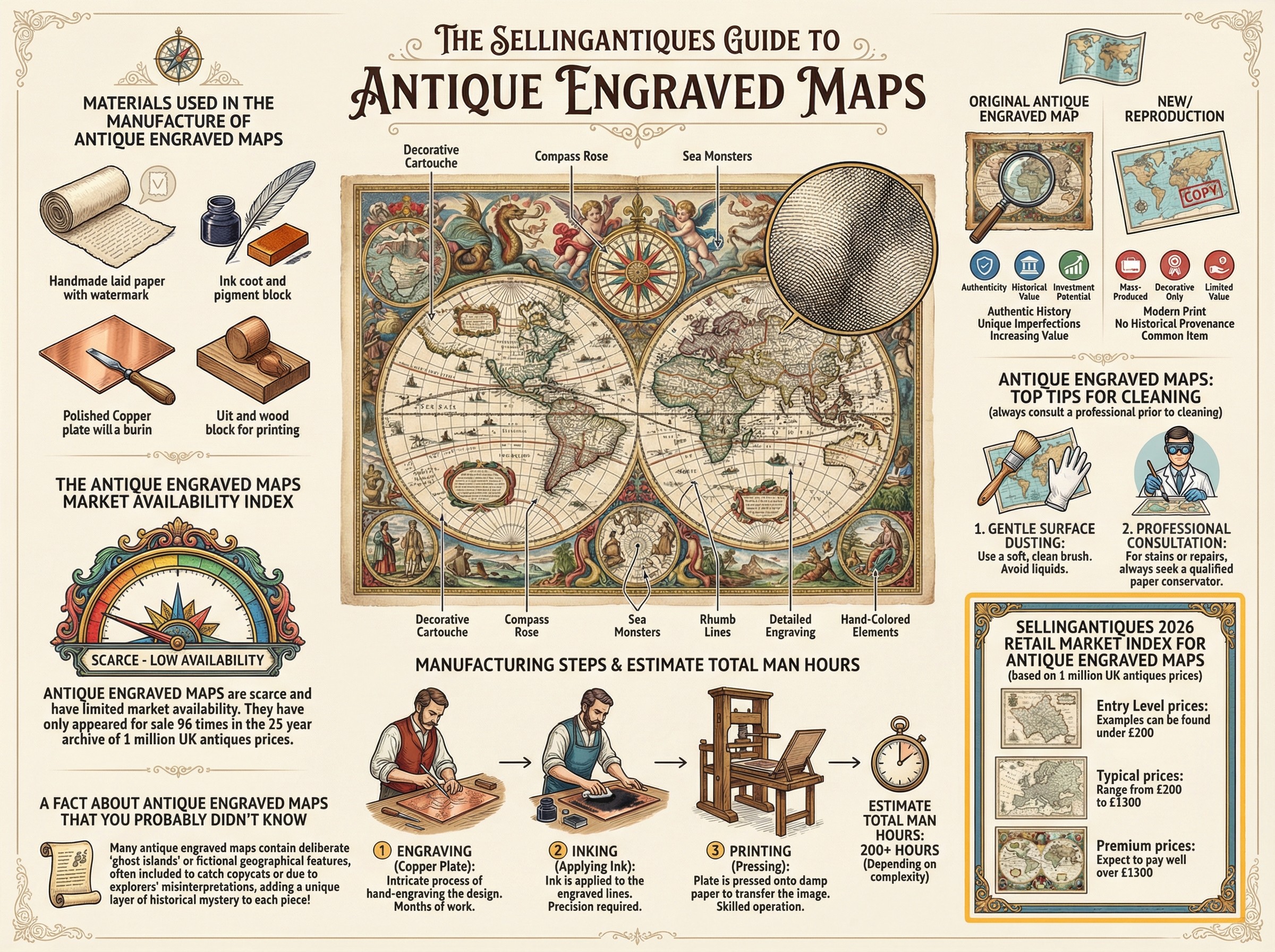 Antique Engraved Maps Guide Infographic