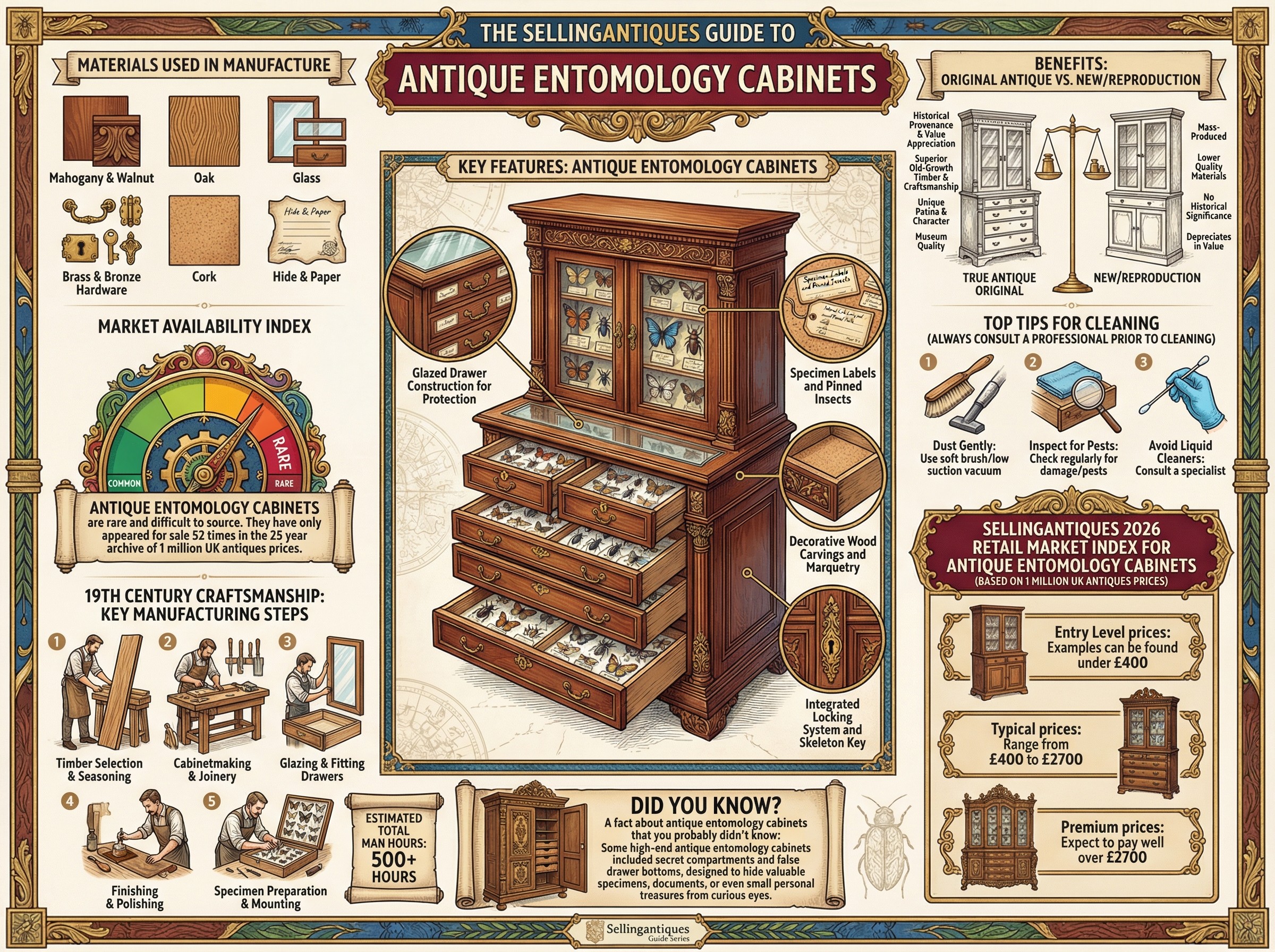 Antique Entomology Cabinets Guide Infographic