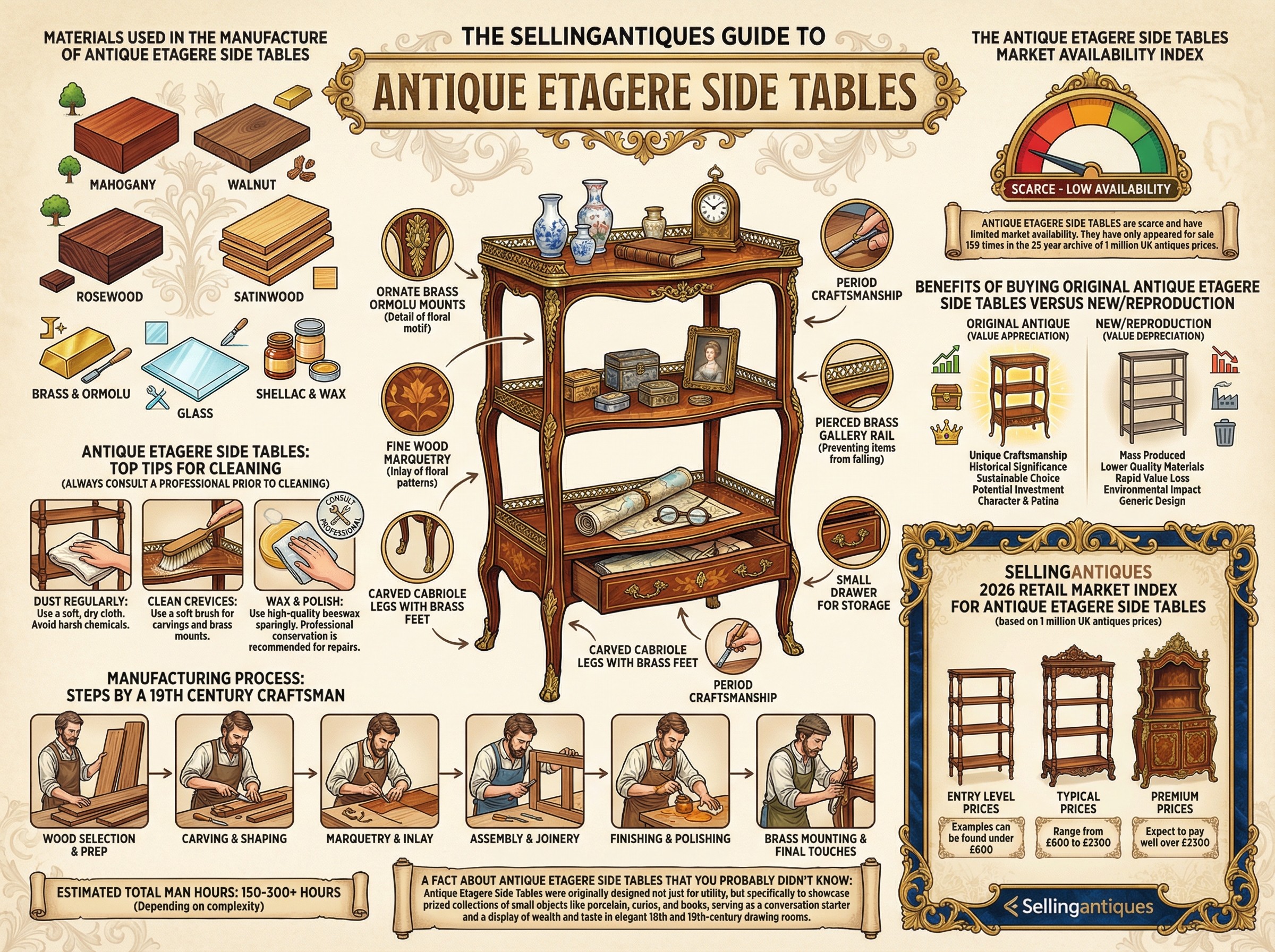 Antique Etagere Side Tables Guide Infographic