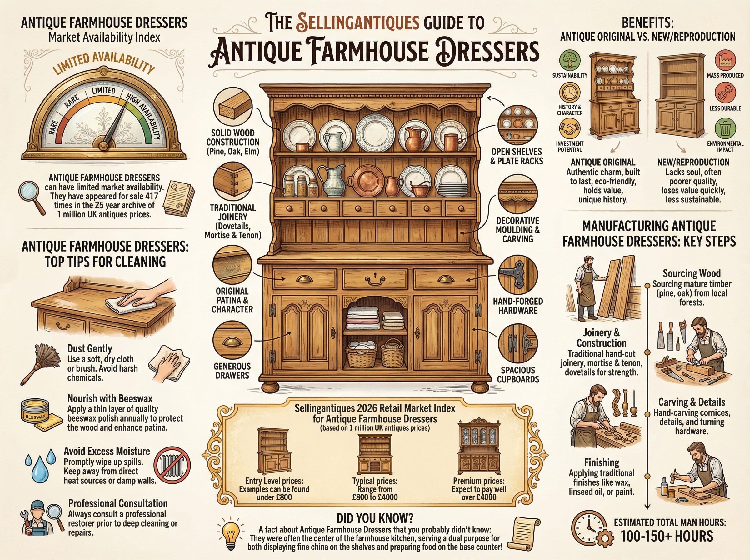 Antique Farmhouse Dressers Guide Infographic