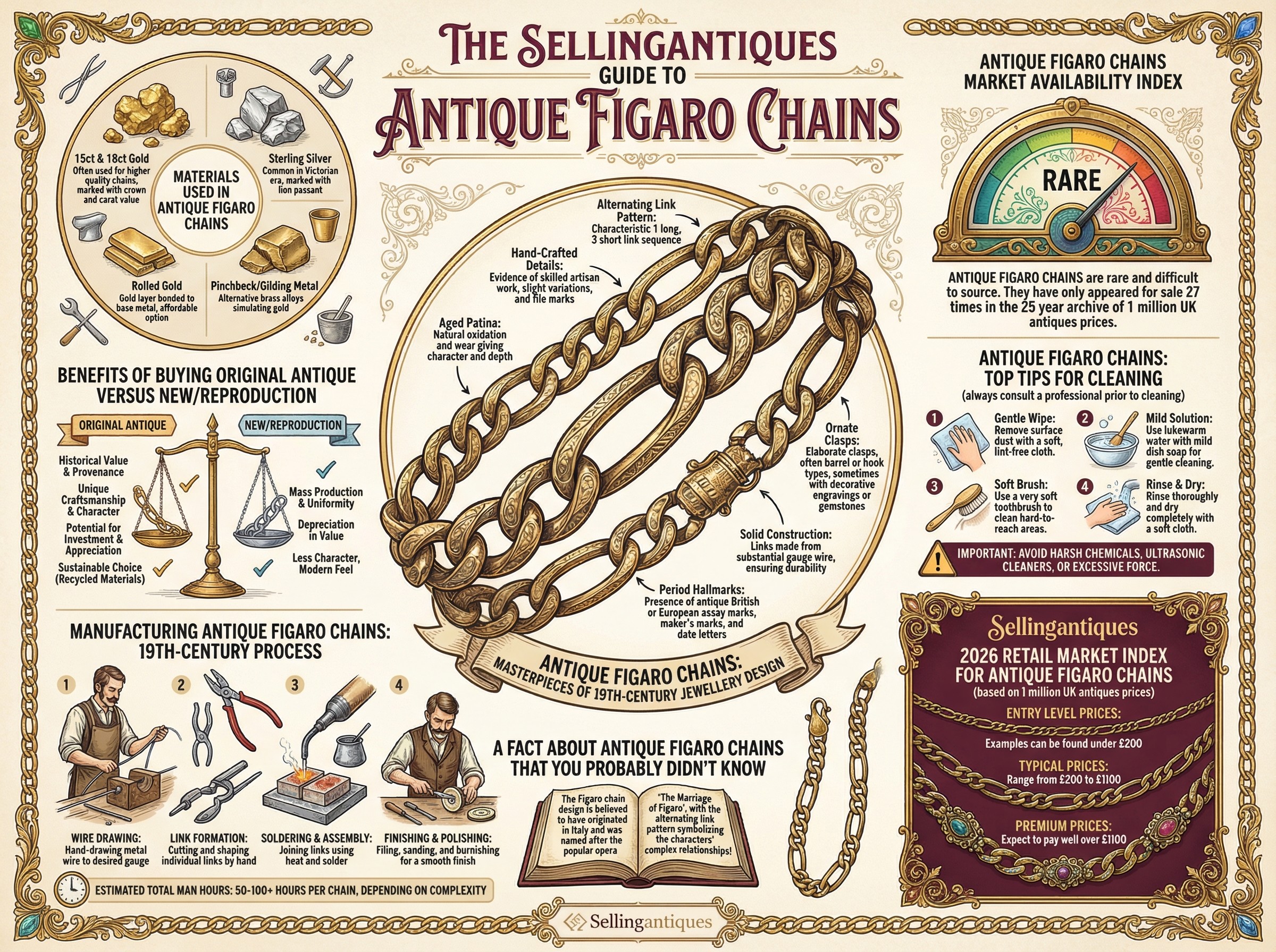 Antique Figaro Chains Guide Infographic