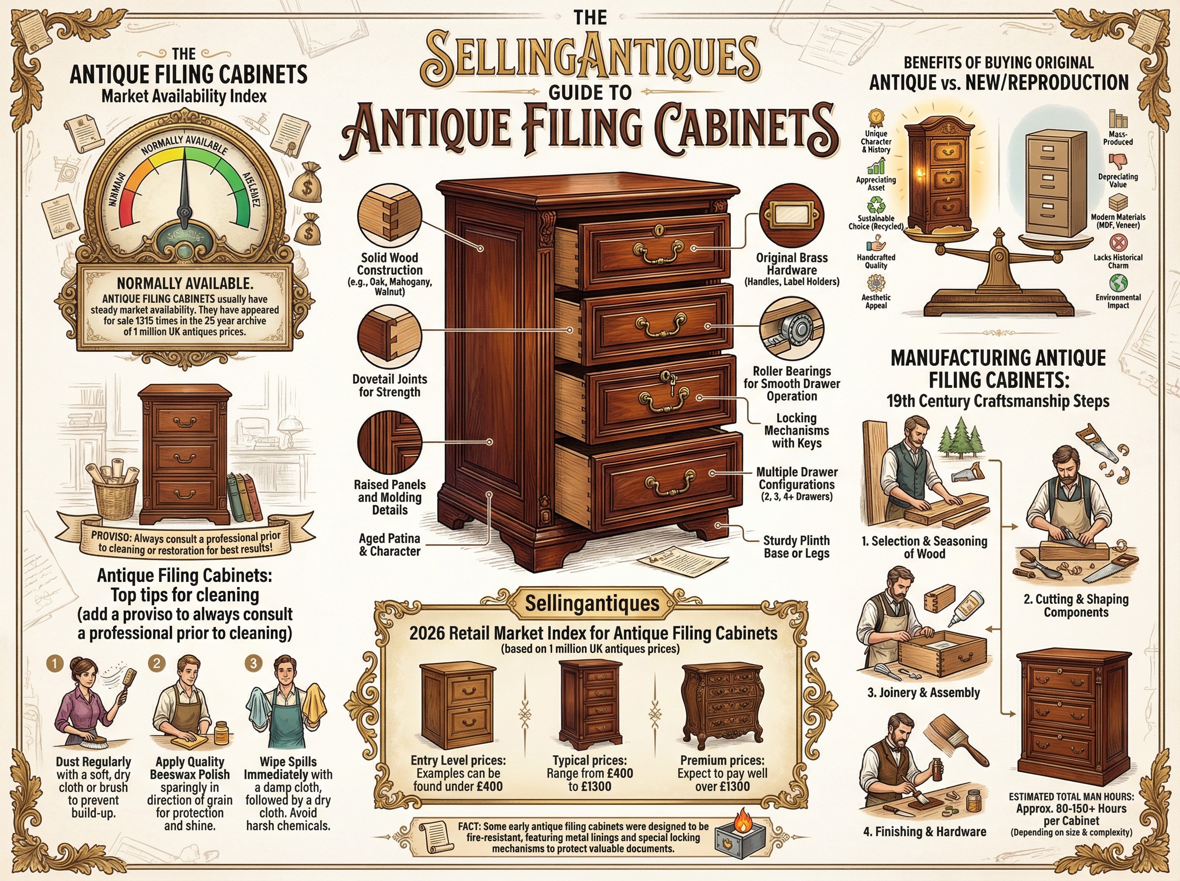 Antique Filing Cabinets Guide Infographic