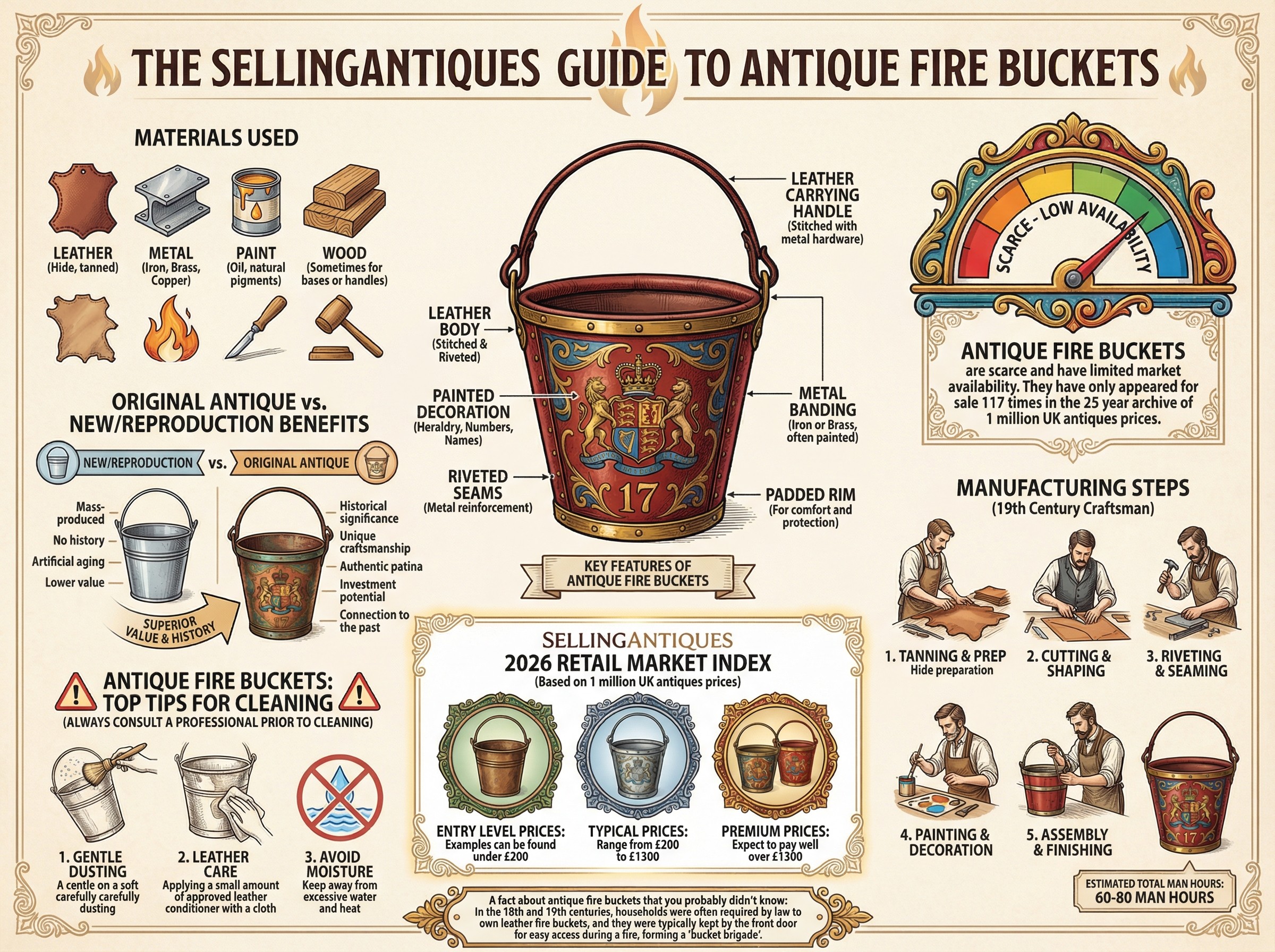 Antique Fire Buckets Guide Infographic