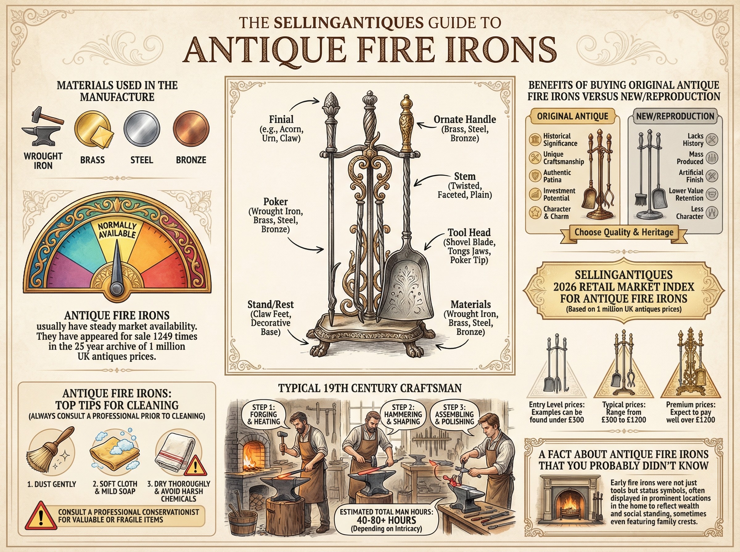 Antique Fire Irons Guide Infographic