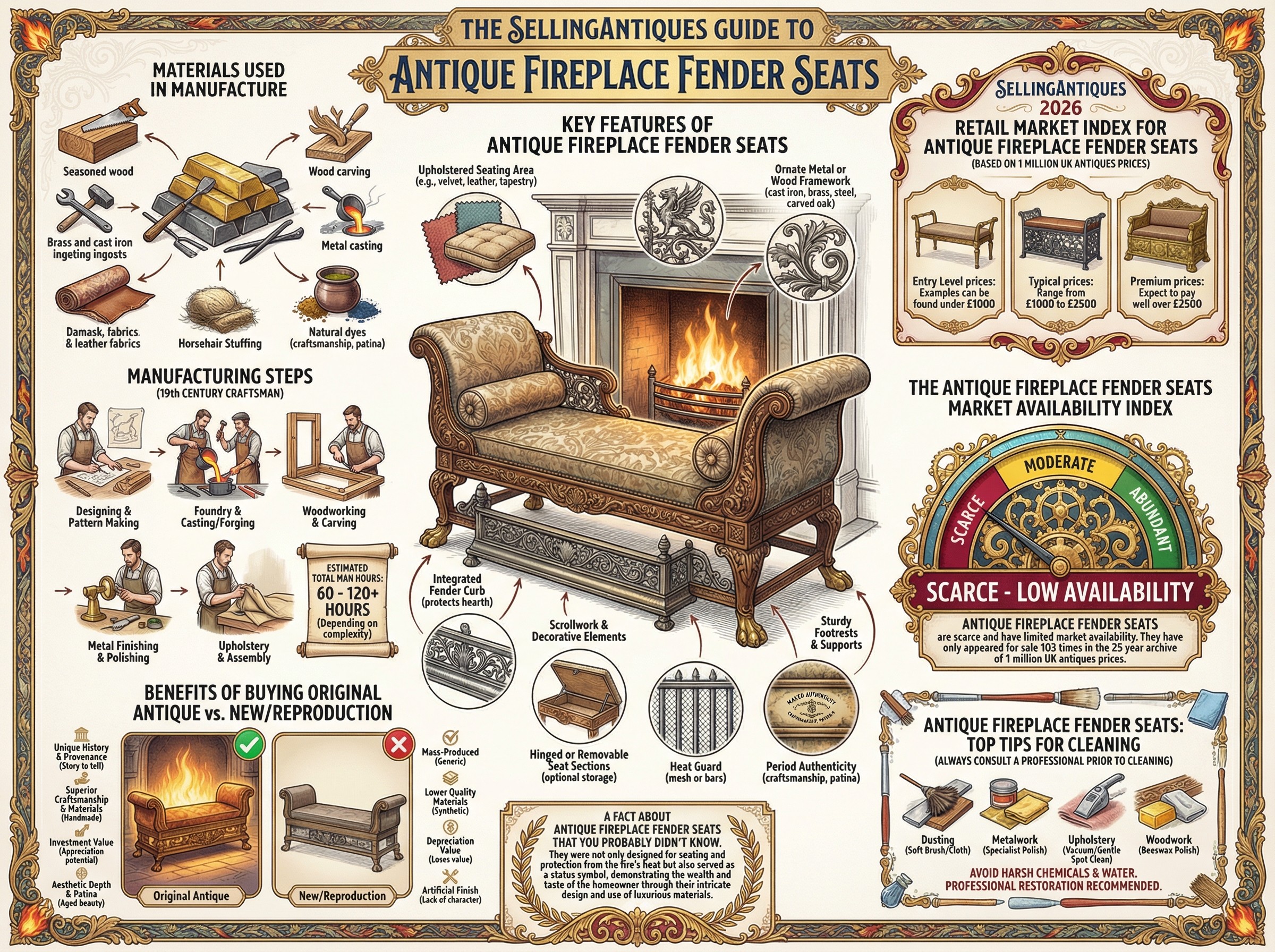 Antique Fireplace Fender Seats Guide Infographic