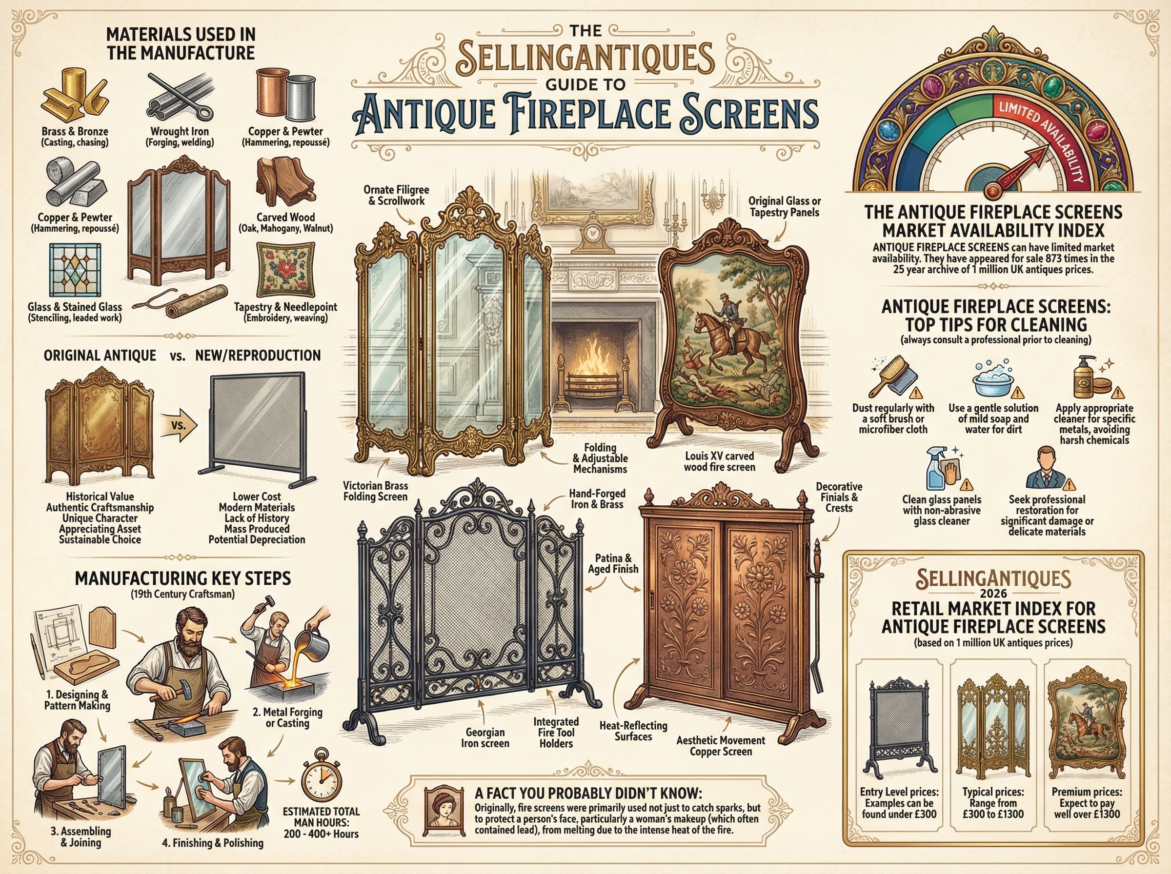Antique Fireplace Screens Guide Infographic