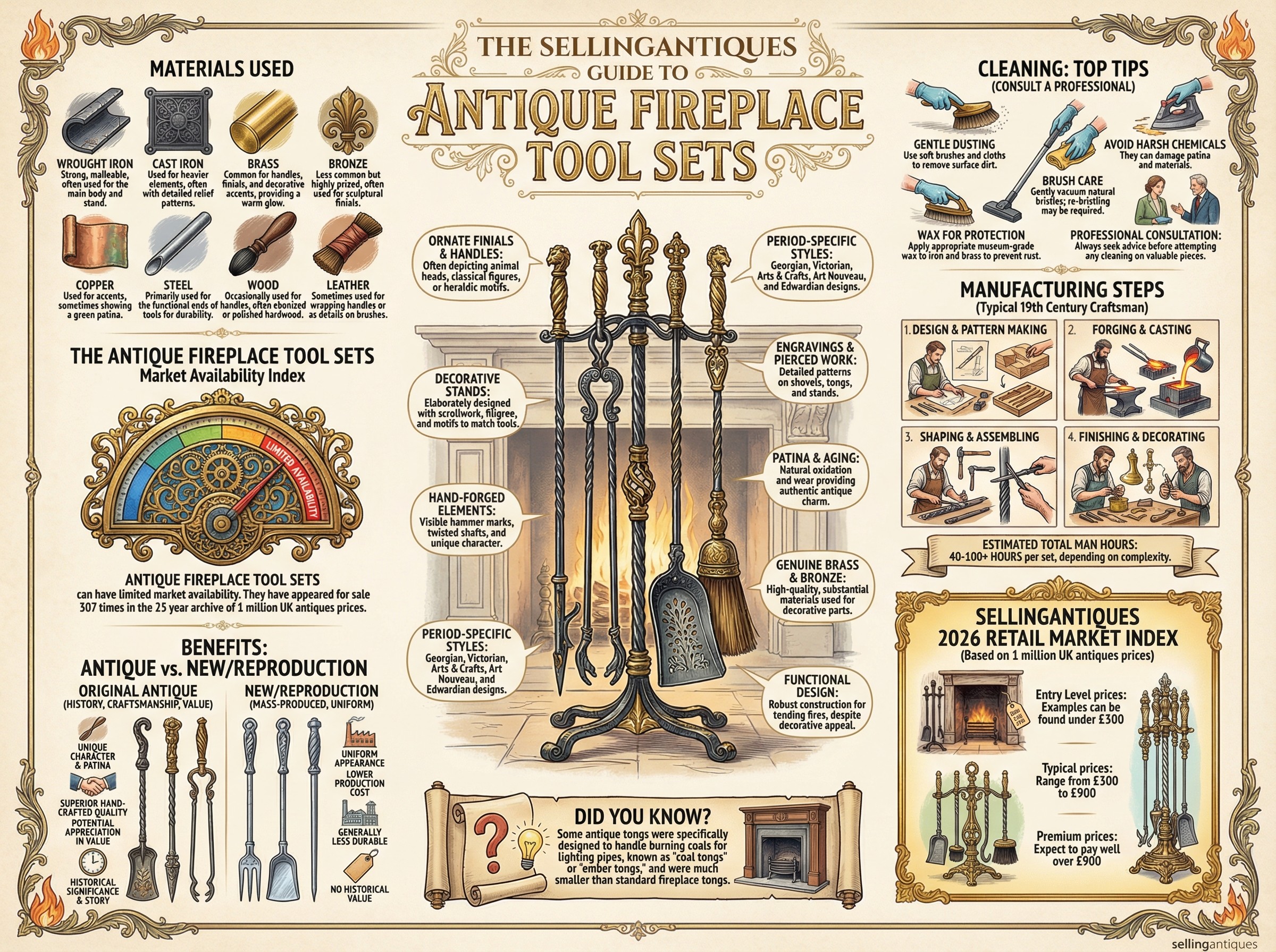 The Sellingantiques Guide to Antique Fireplace Tool Sets