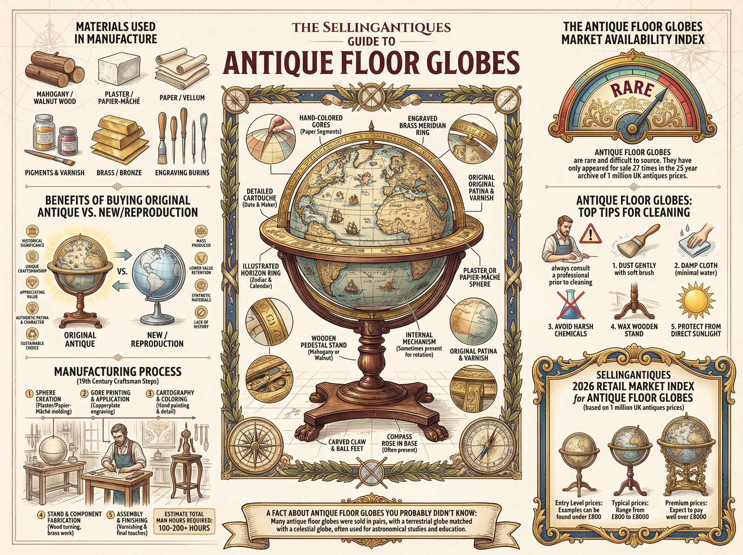 Antique Floor Globes Guide Infographic