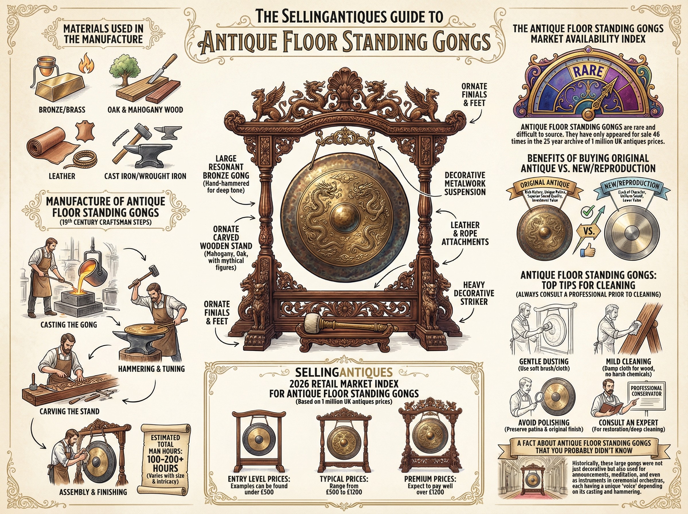 Antique Floor Standing Gongs Guide Infographic