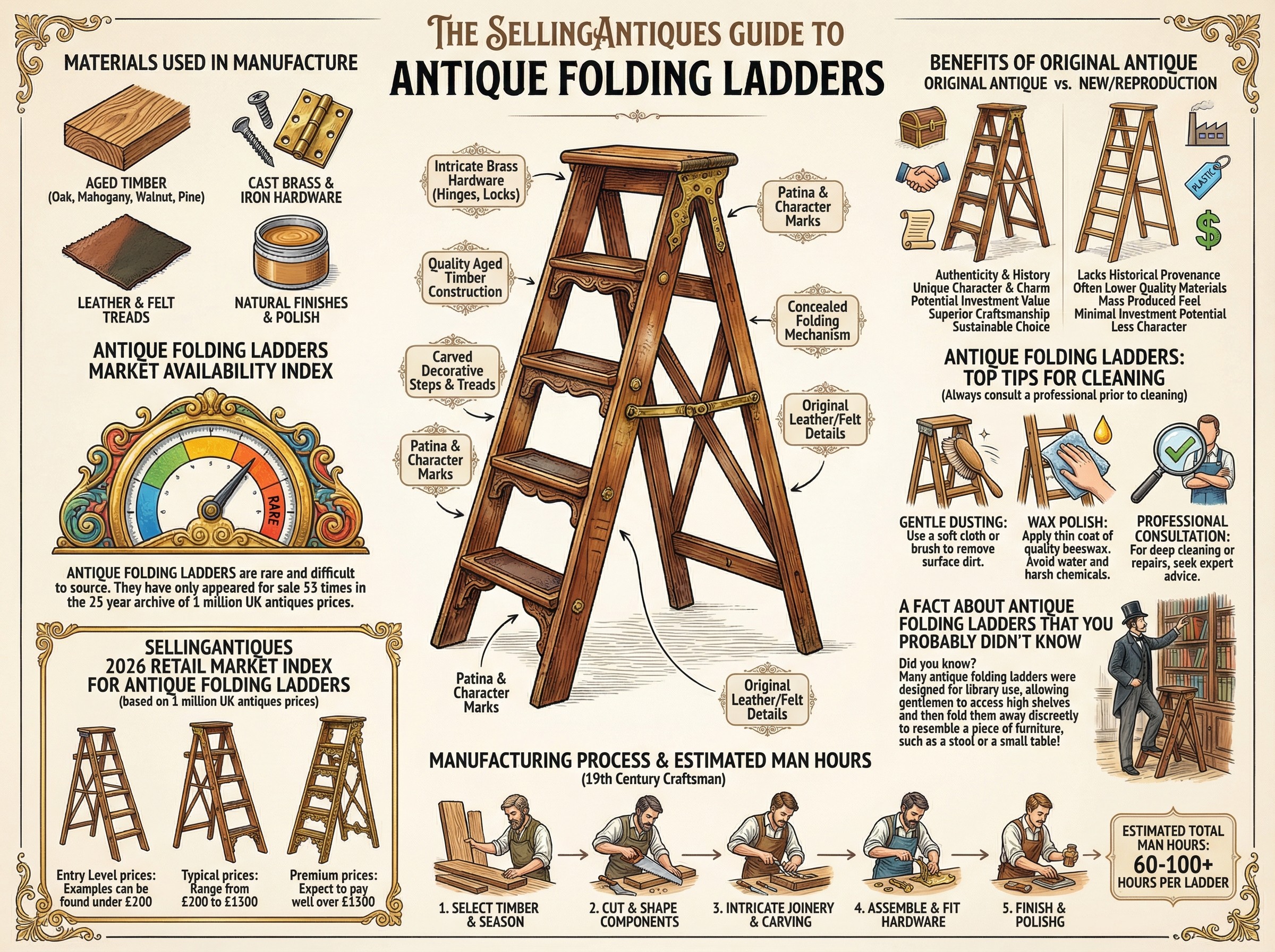 Antique Folding Ladders Guide Infographic