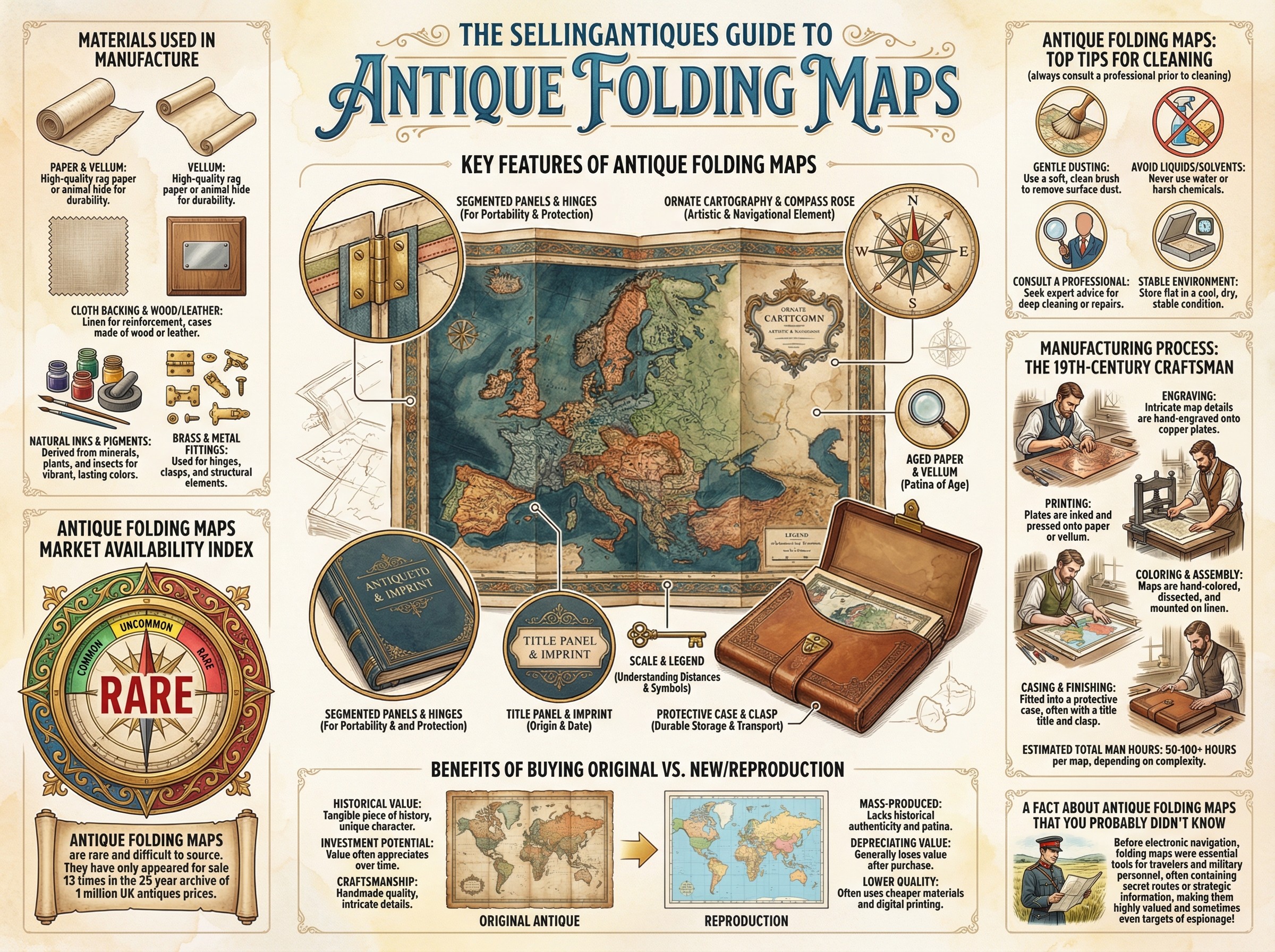 Antique Folding Maps Guide Infographic