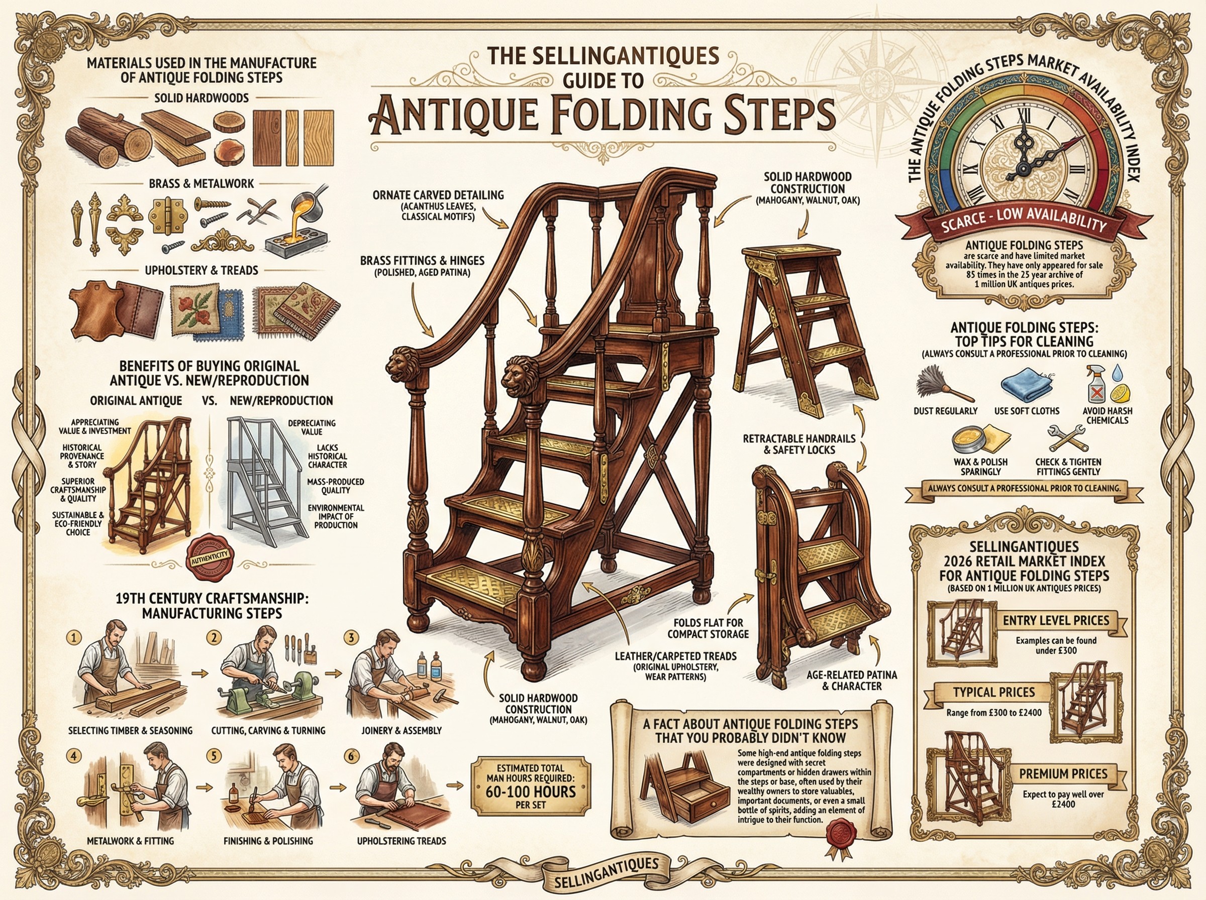 Antique Folding Steps Guide Infographic