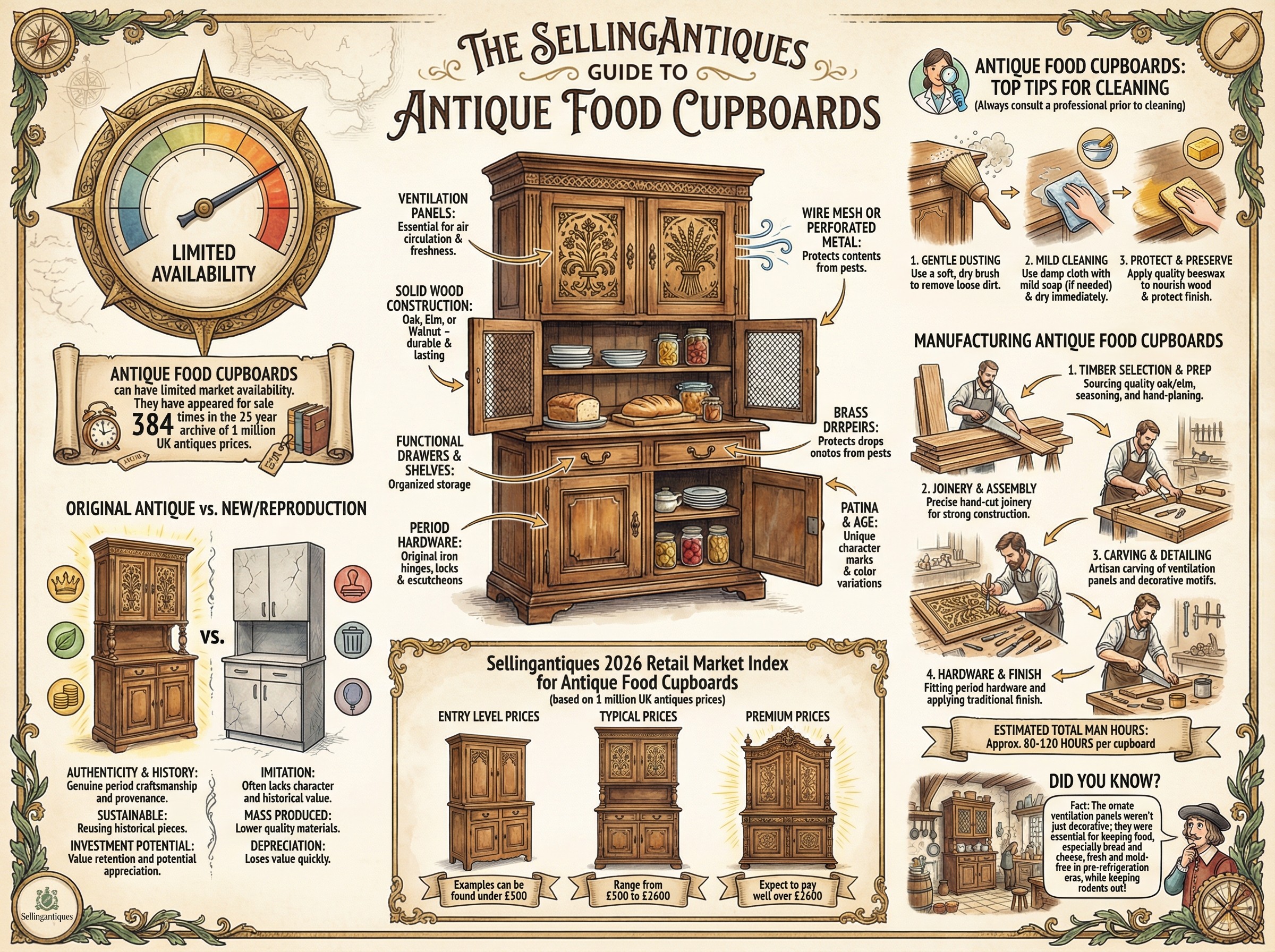 Antique Food Cupboards Guide Infographic
