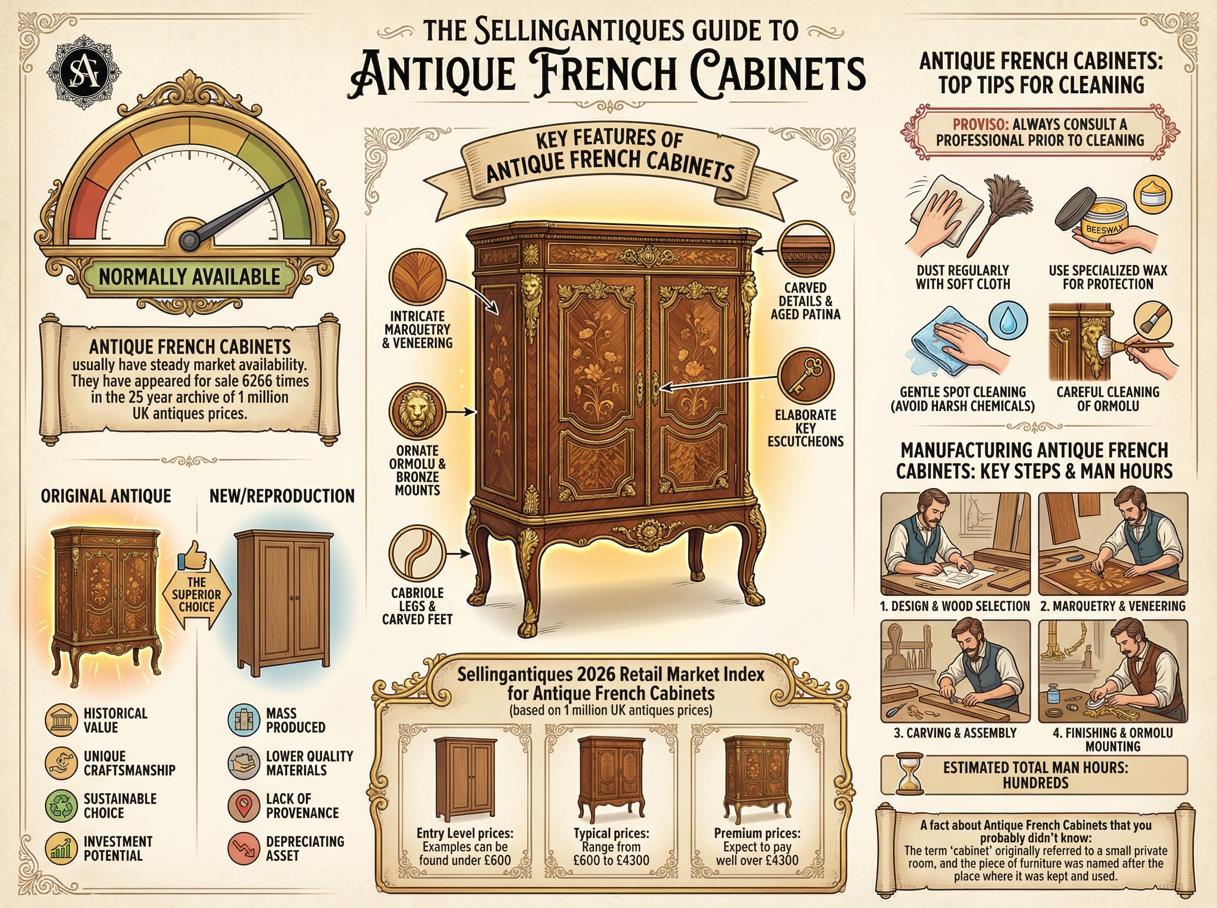 Antique French Cabinets Guide Infographic