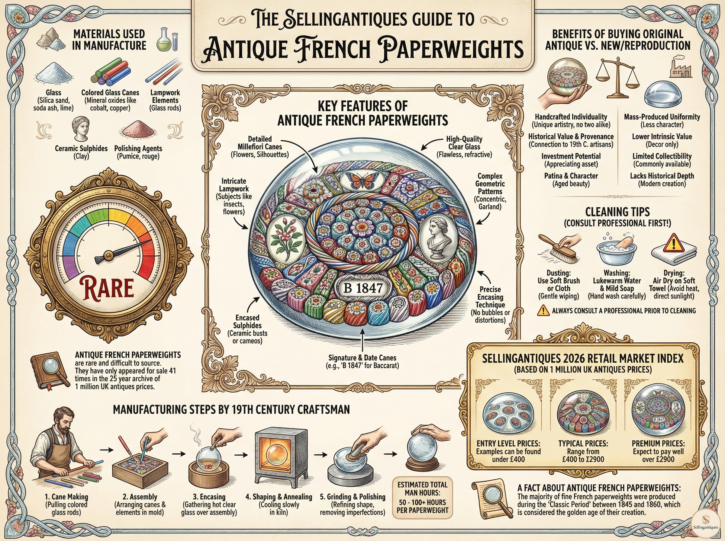 Antique French Paperweights Guide Infographic