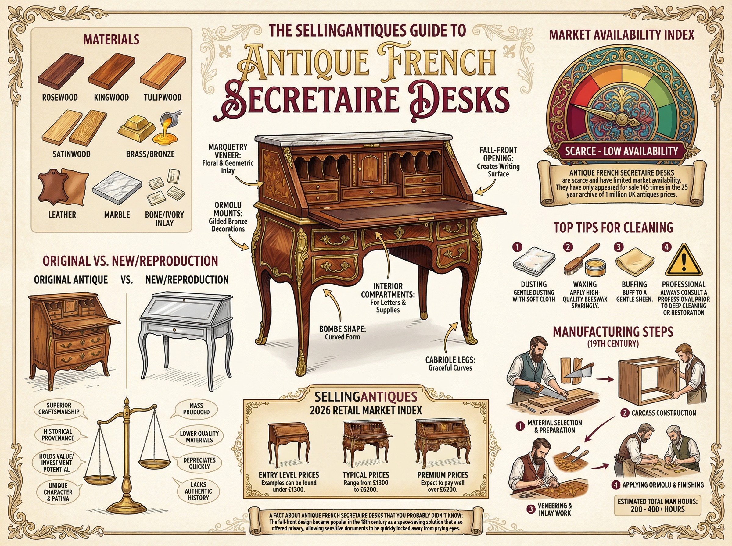 Antique French Secretaire Desks Guide Infographic