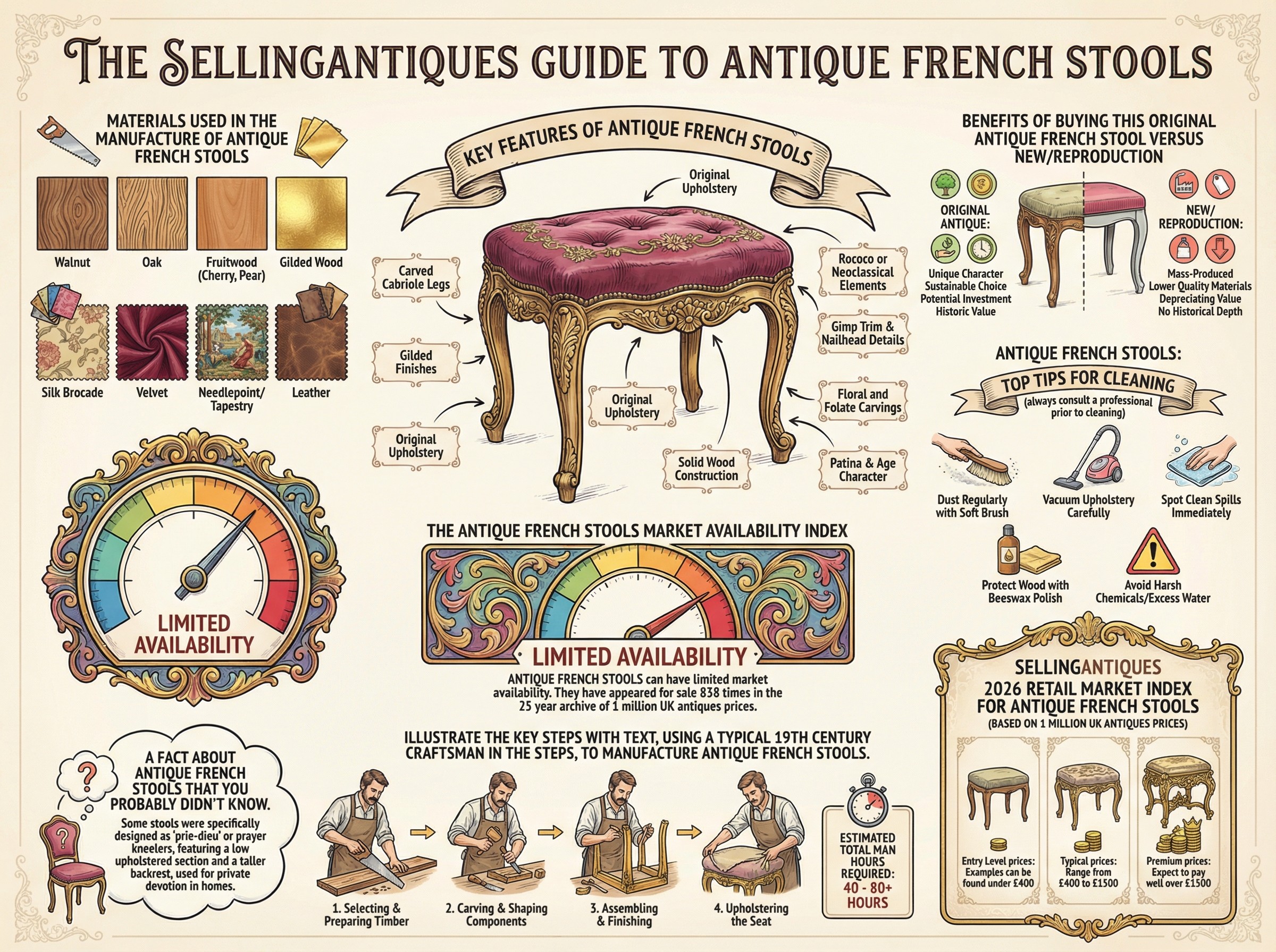 Antique French Stools Guide Infographic