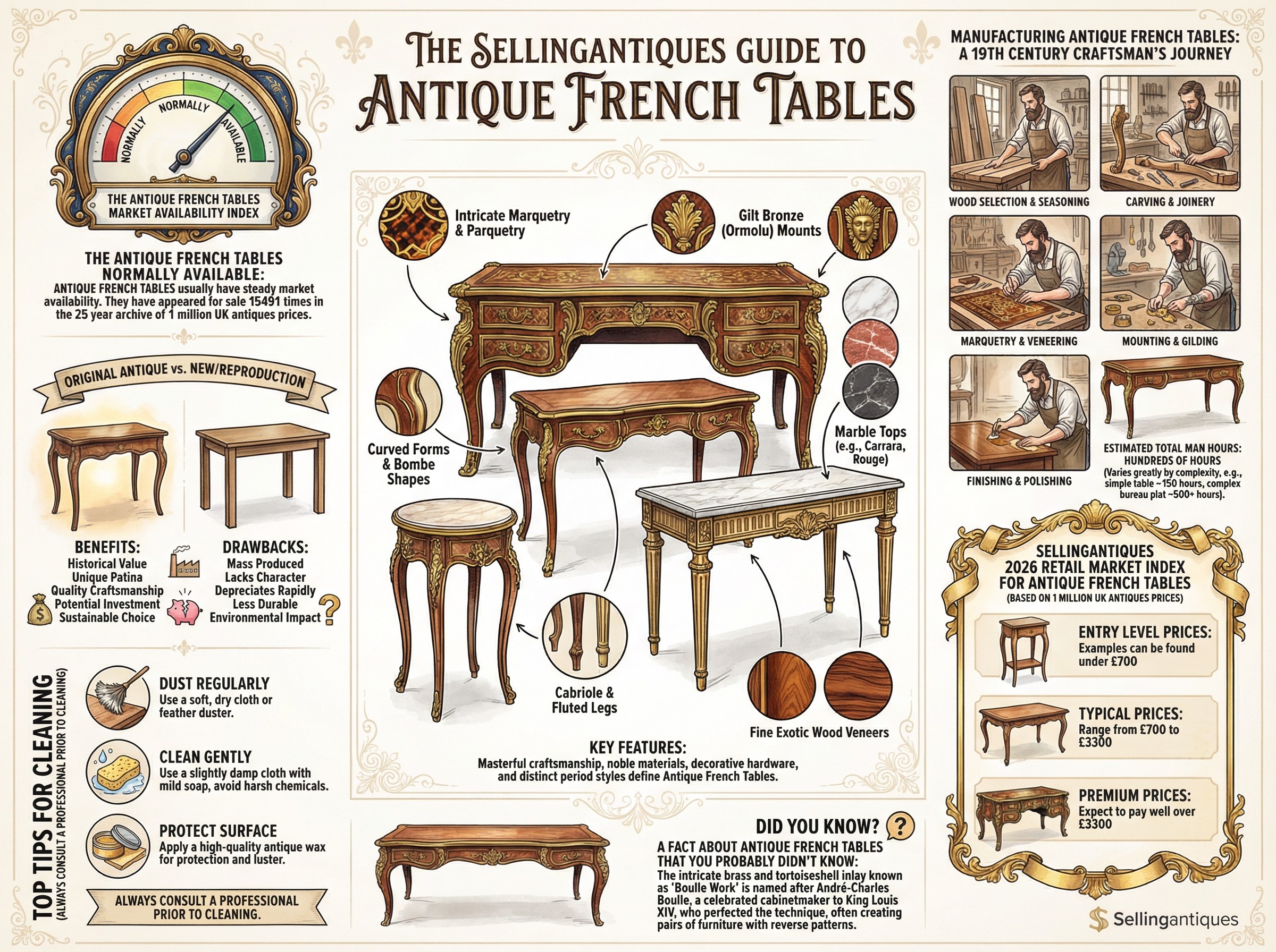 Antique French Tables Guide Infographic