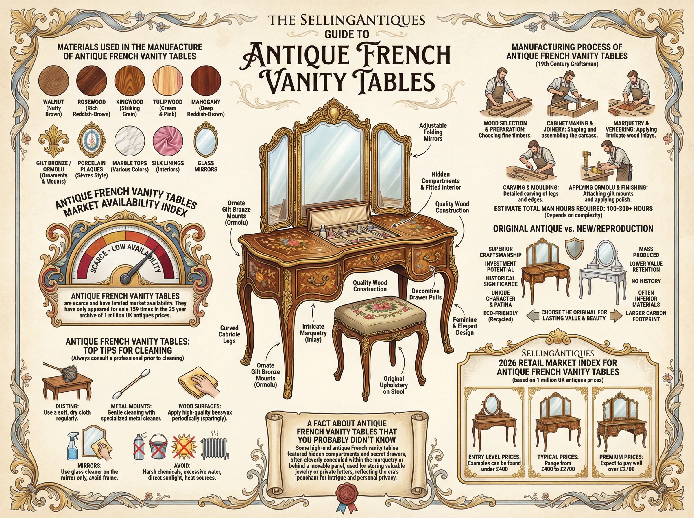 Antique French Vanity Tables Guide Infographic