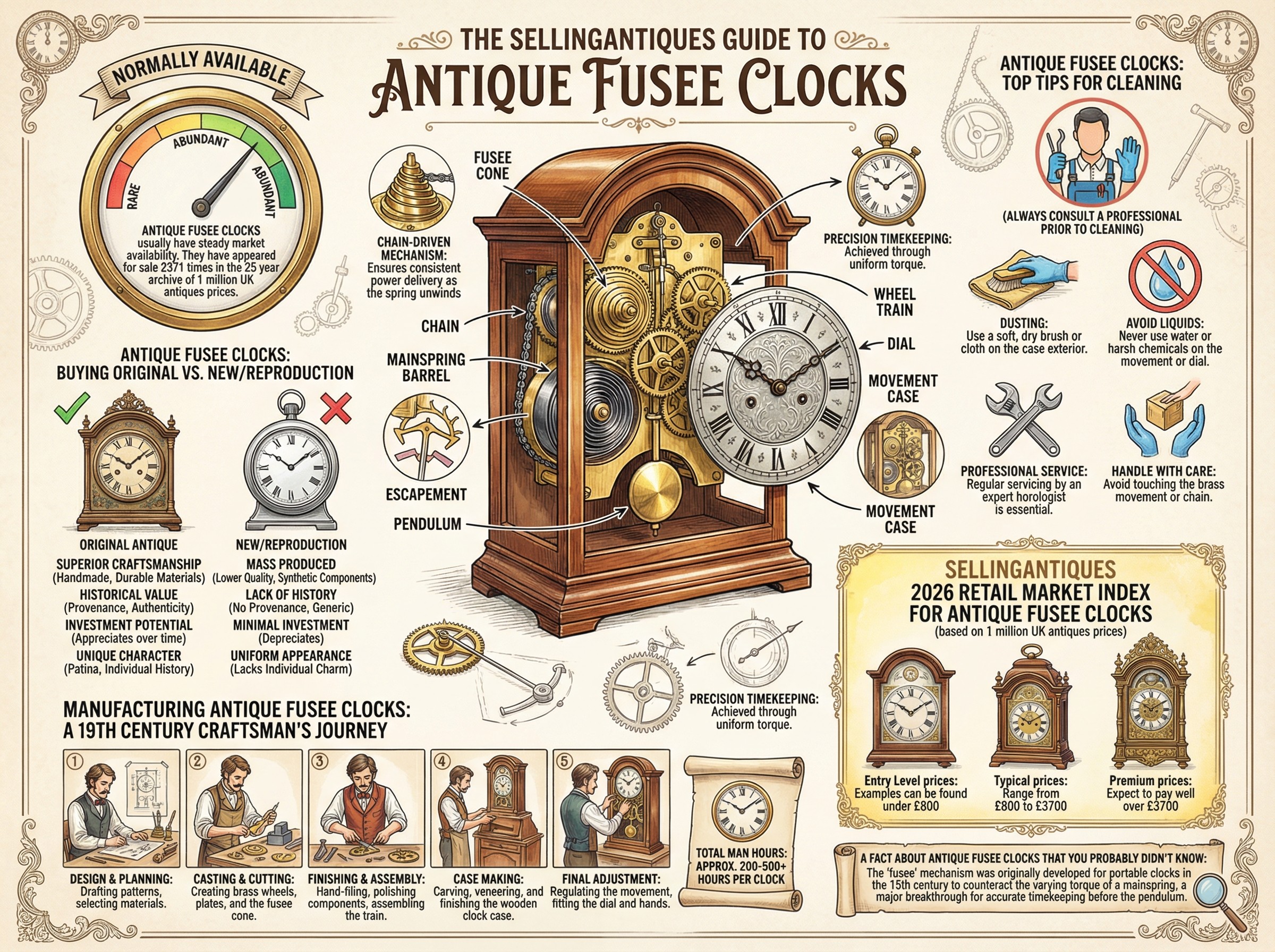 Antique Fusee Clocks Guide Infographic