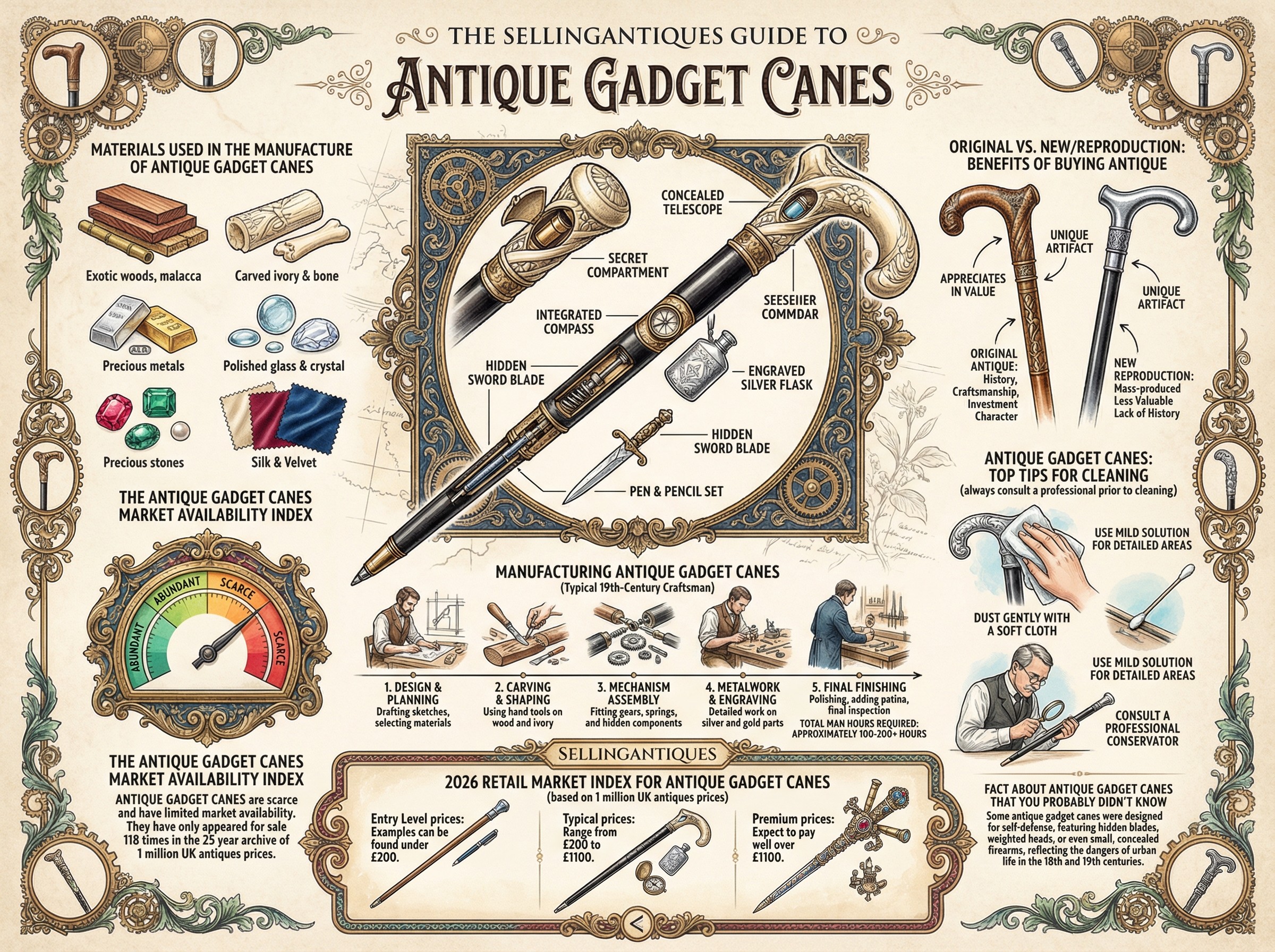 Antique Gadget Canes Guide Infographic