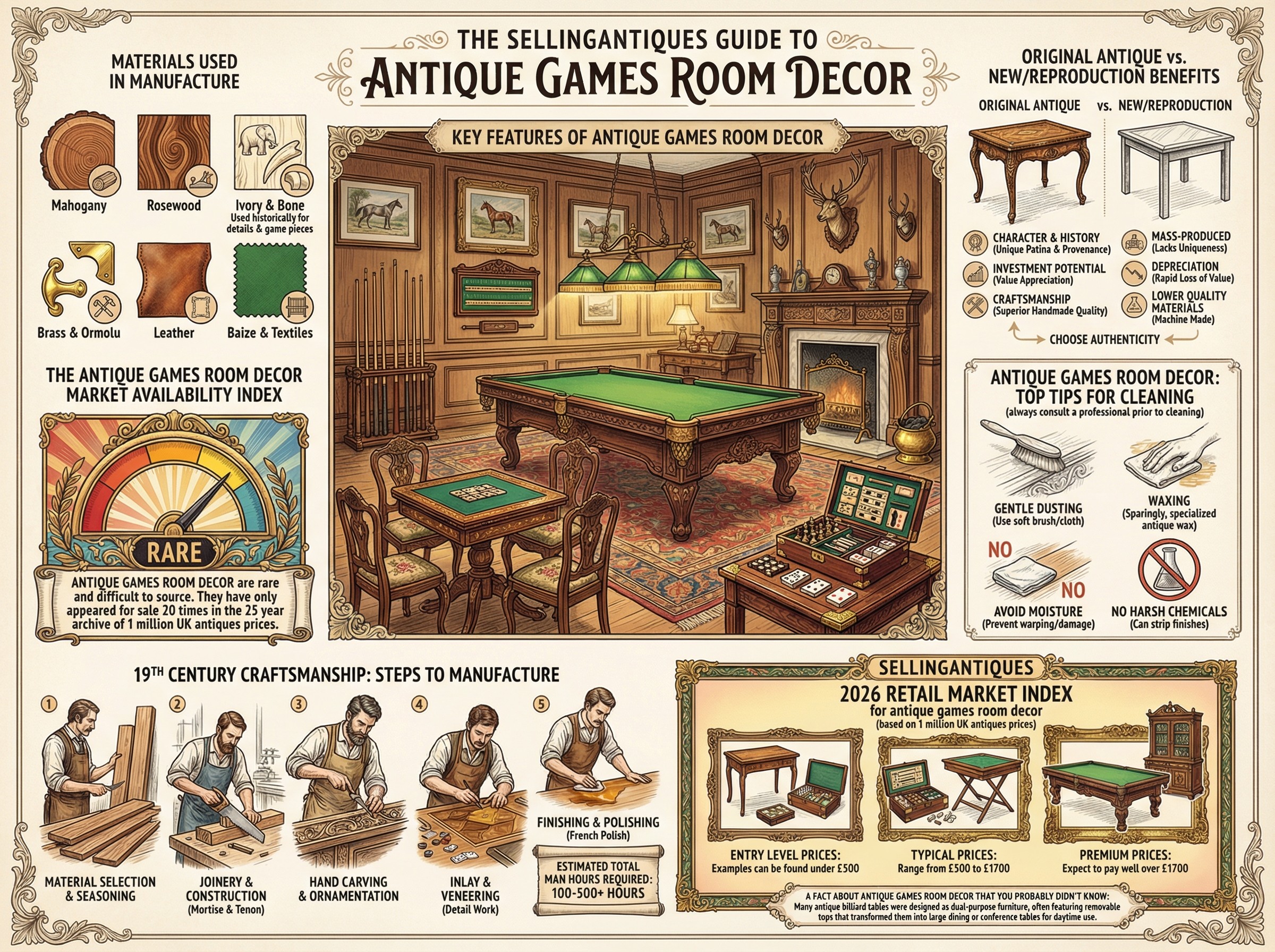 Antique Games Room Decor Guide Infographic