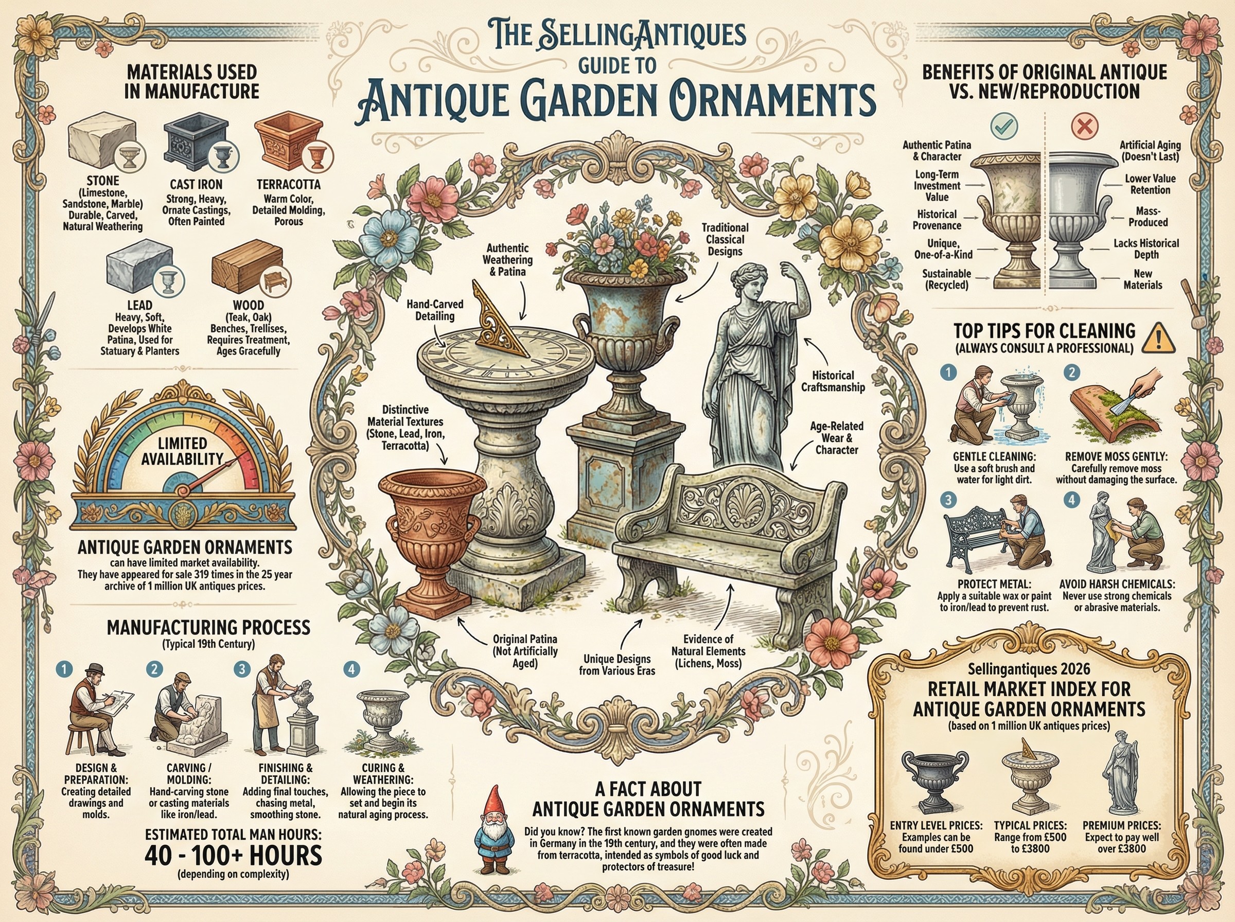 Antique Garden Ornaments Guide Infographic